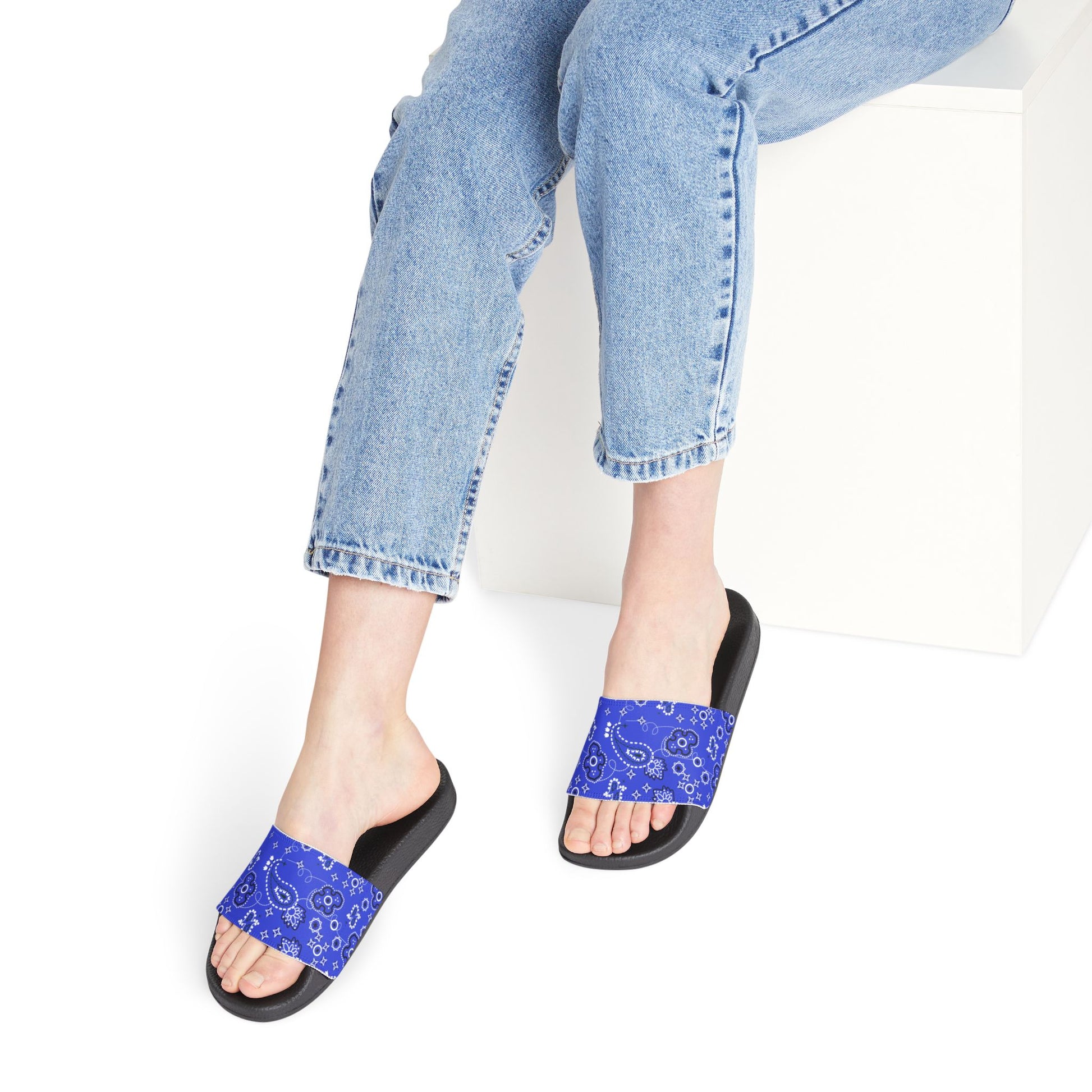 "Blue Paisley Bliss" Women's Beach Sandals - Island Vibes For Life