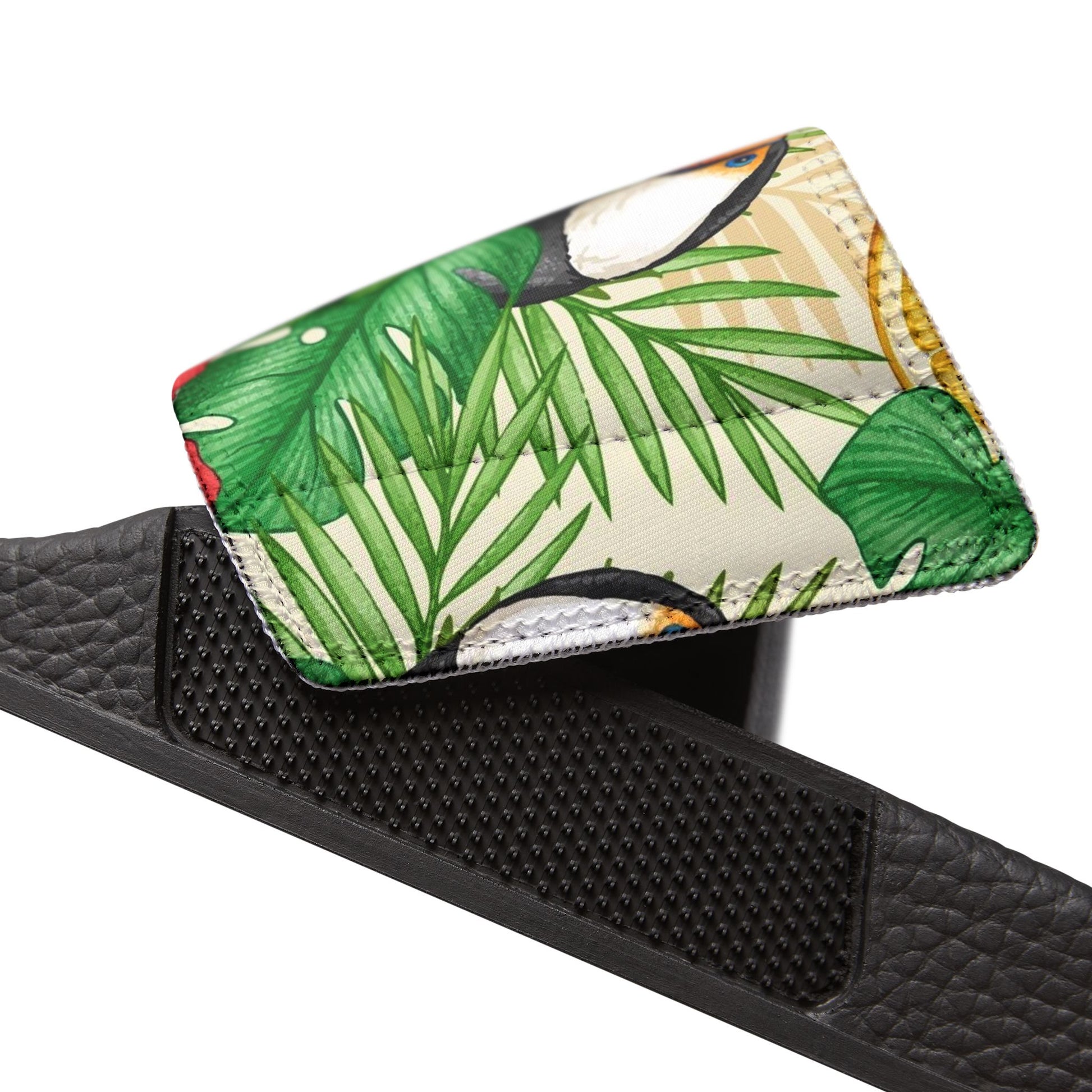 "Toucans Hiding in Hibiscus" Men's Beach Sandals - Island Vibes For Life