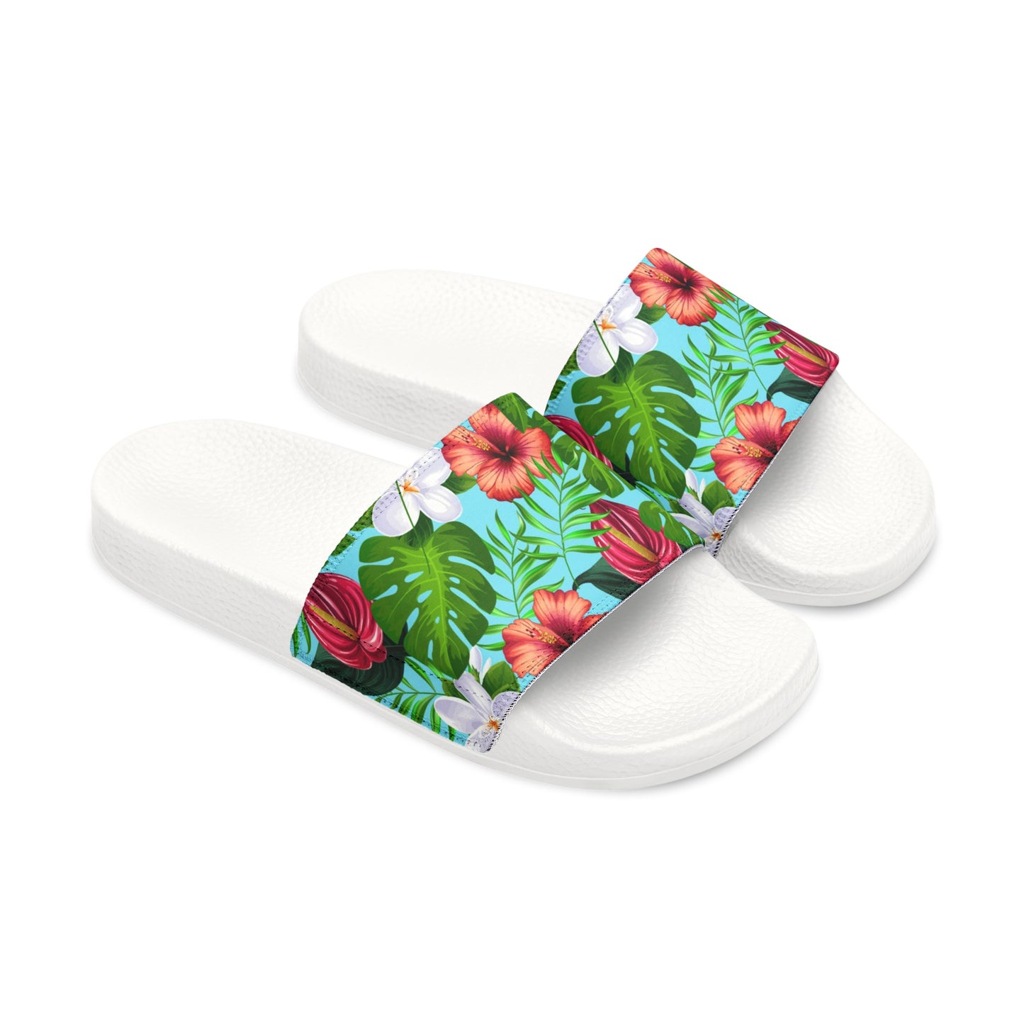 "Jungle Odyssey Hues: Celadon Blue" Men's Beach Sandals - Island Vibes For Life