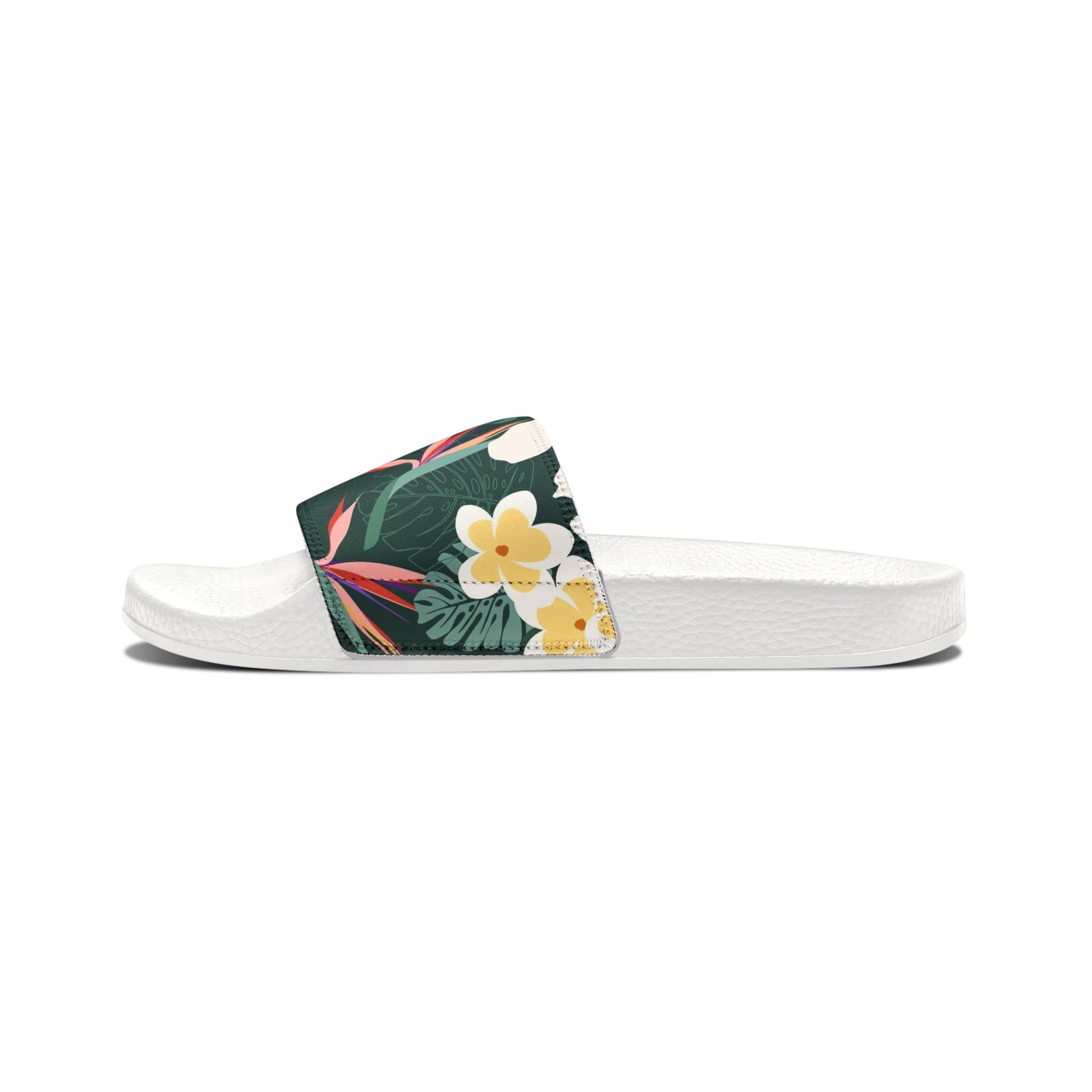 "Dark Allure with Floral Flourish" Women's Beach Sandals - Island Vibes For Life