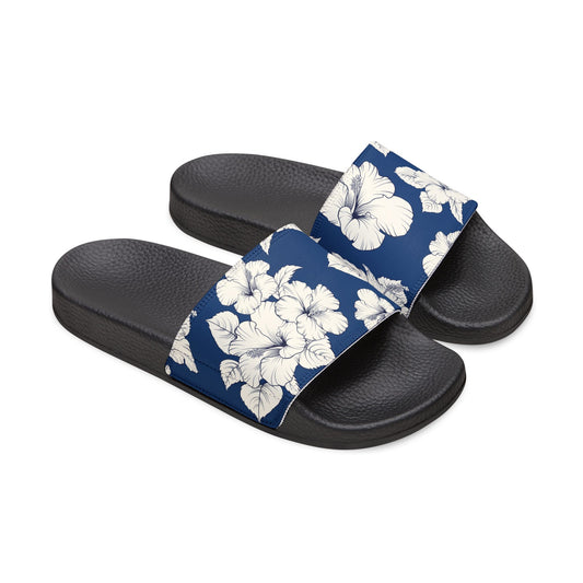 "Classic White Hibiscus" Men's Beach Sandals - Island Vibes For Life
