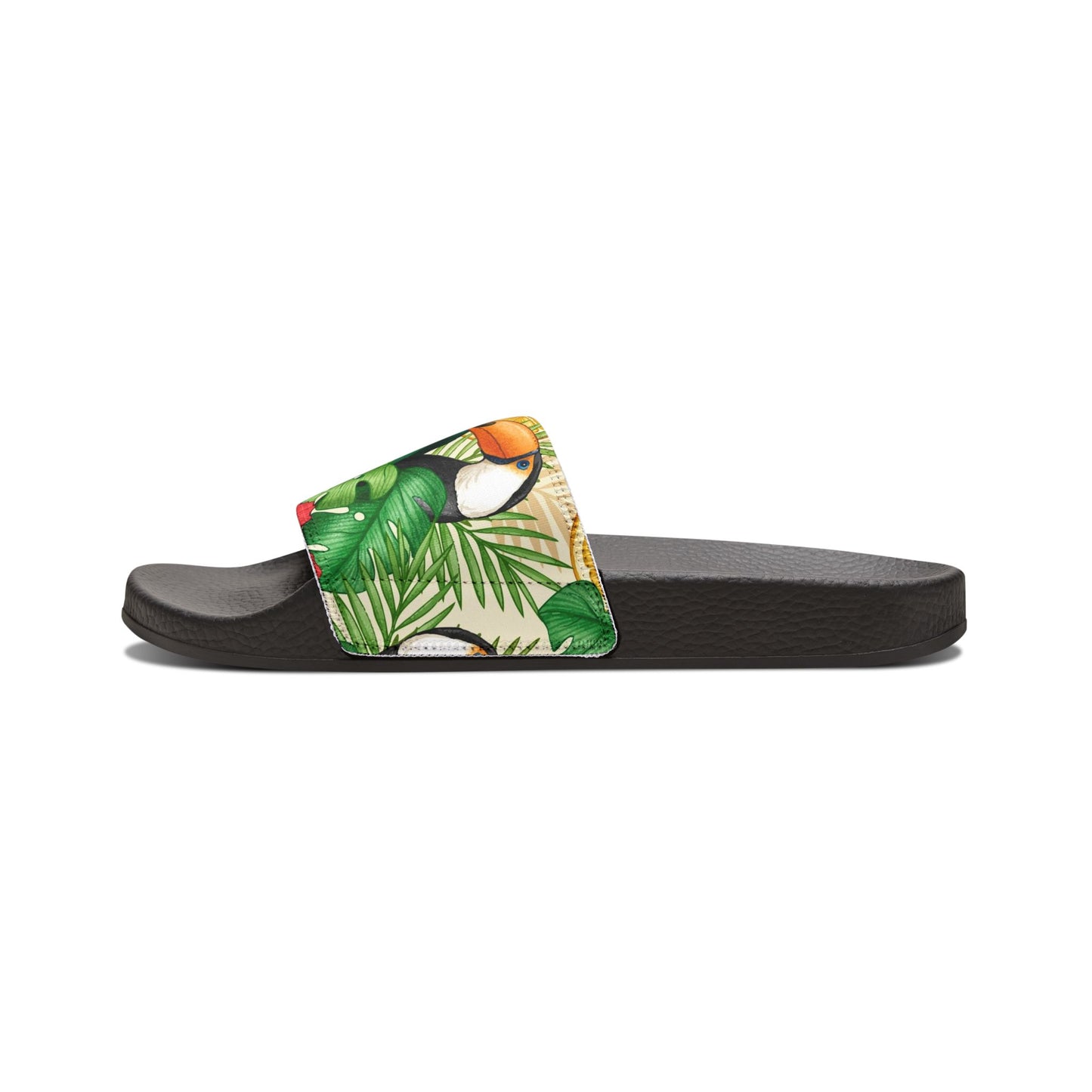 "Toucans Hiding in Hibiscus" Men's Beach Sandals - Island Vibes For Life