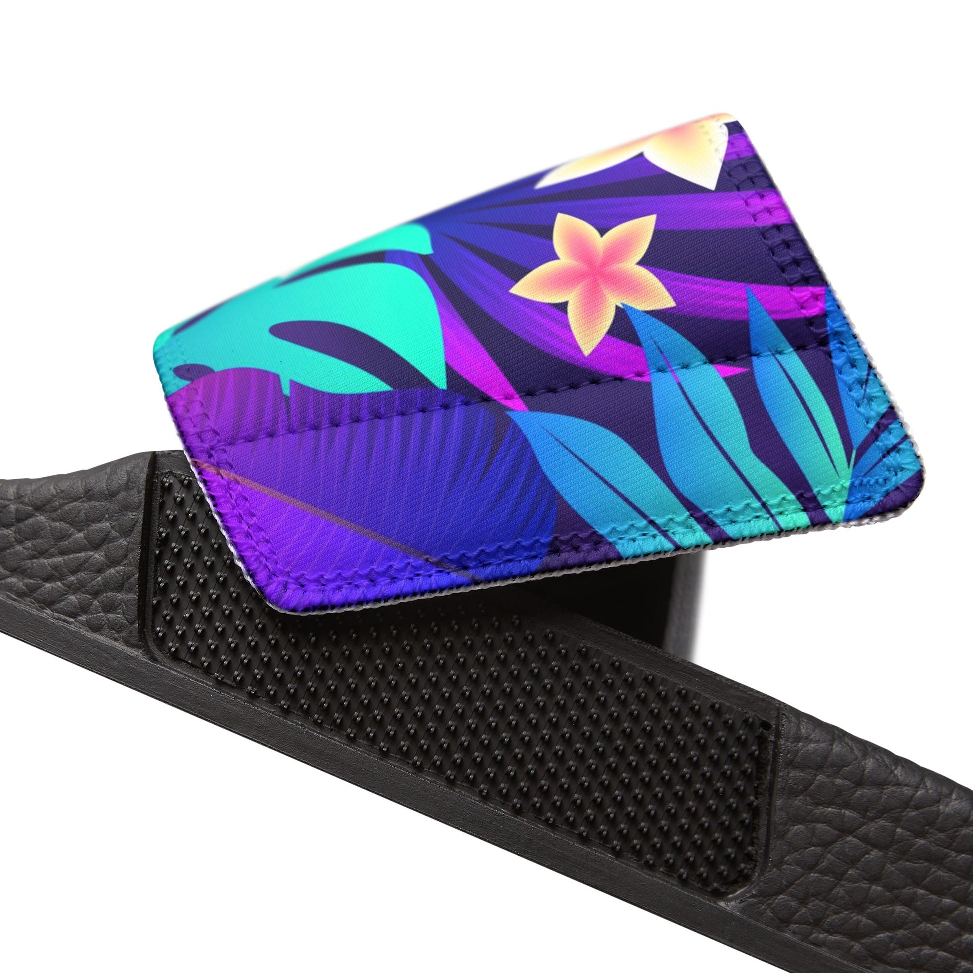 "Purple Paradise Blooms" Men's Beach Sandals - Island Vibes For Life