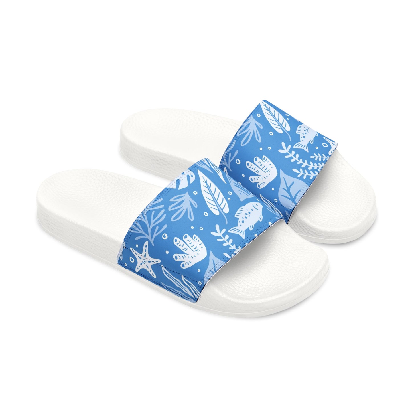 "Marine Marvels: Blue Serenade" Women's Beach Sandals - Island Vibes For Life