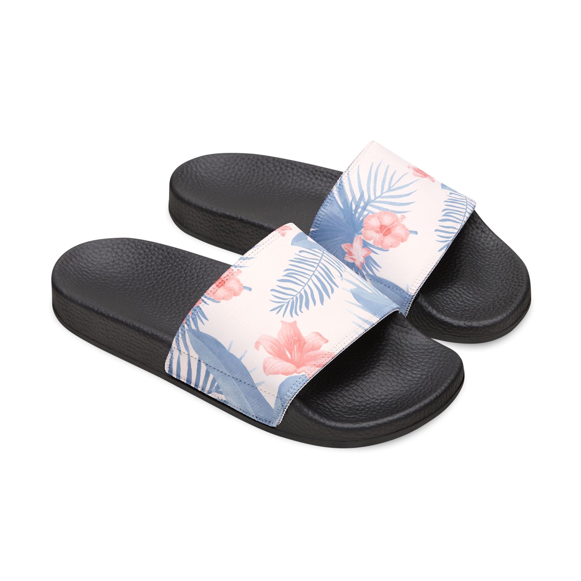 "Tropical Bliss: Coral Hibiscus Dreams" Men's Beach Sandals - Island Vibes For Life