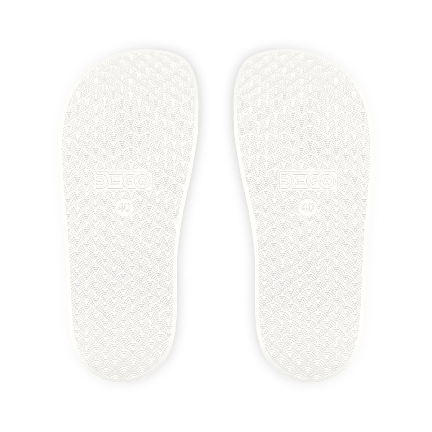 "Classic White Hibiscus in Blue" Women's Slide Sandals