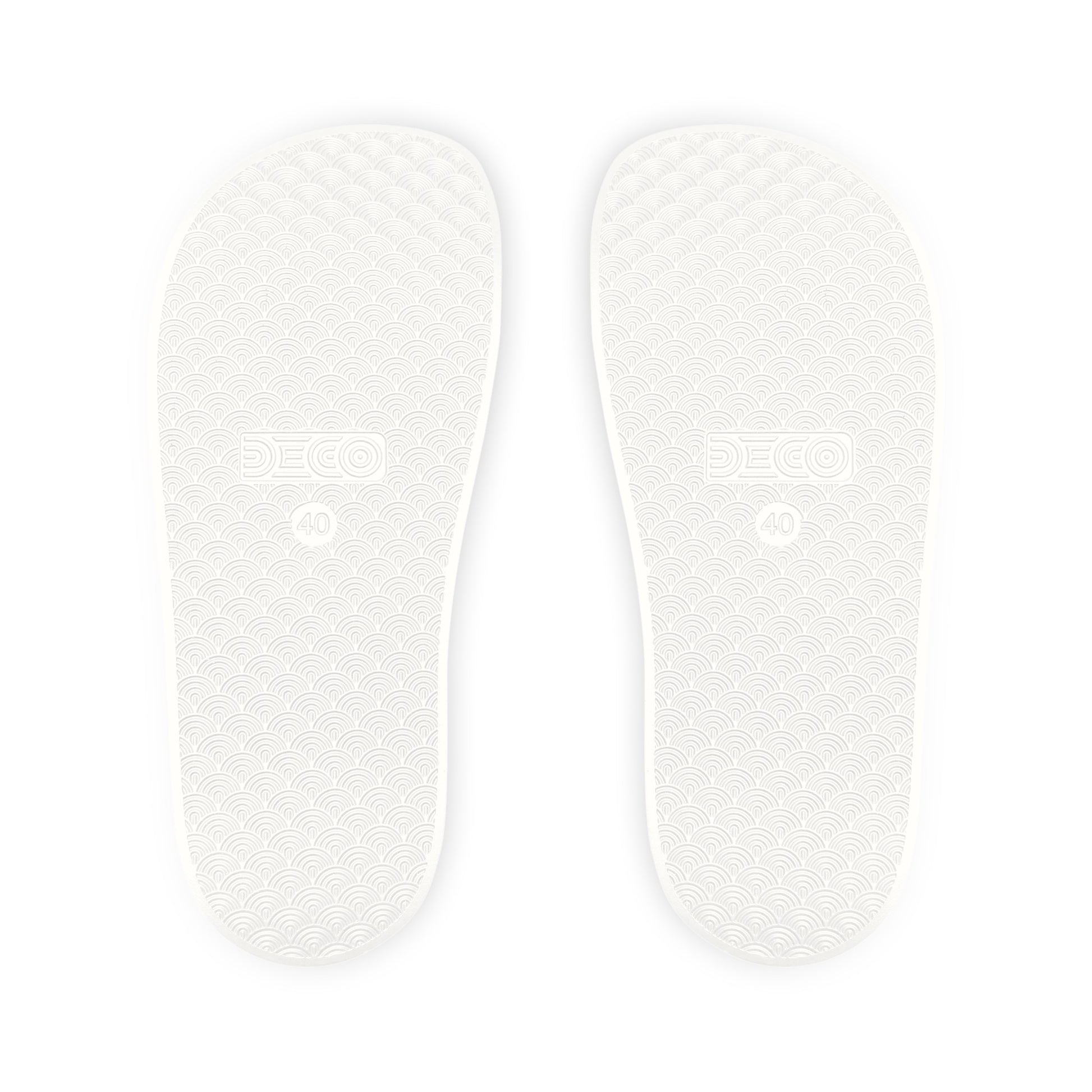 "Classic White Hibiscus in Blue" Women's Slide Sandals - Island Vibes For Life
