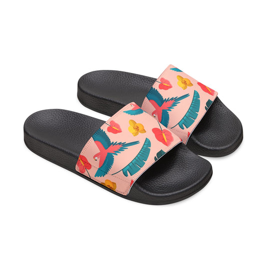 "Colorful Plumage: Pink Paradise" Men's Beach Sandals - Island Vibes For Life