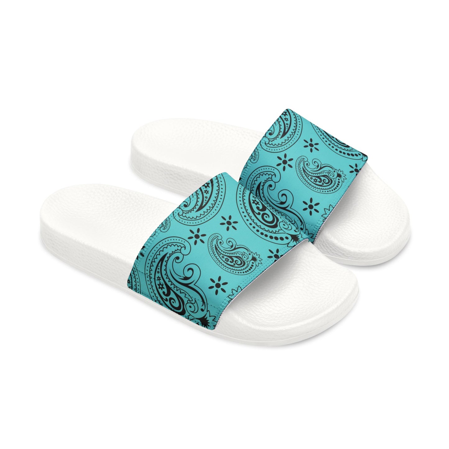 "Teal Paisley Treasure" Men's Beach Sandals - Island Vibes For Life