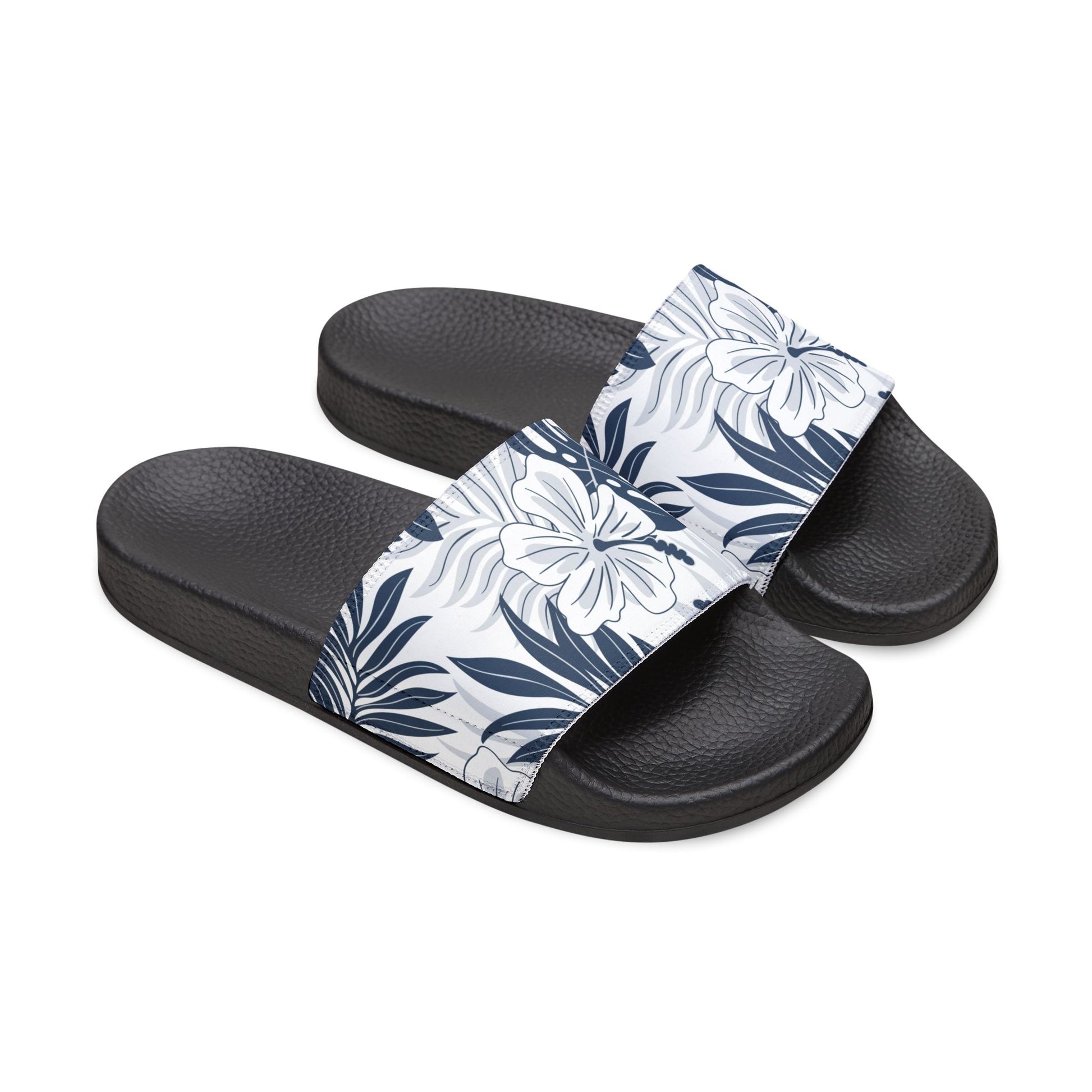 "Noir Tides: Aloha In Darkness" Men's Slide Sandals - Island Vibes For Life