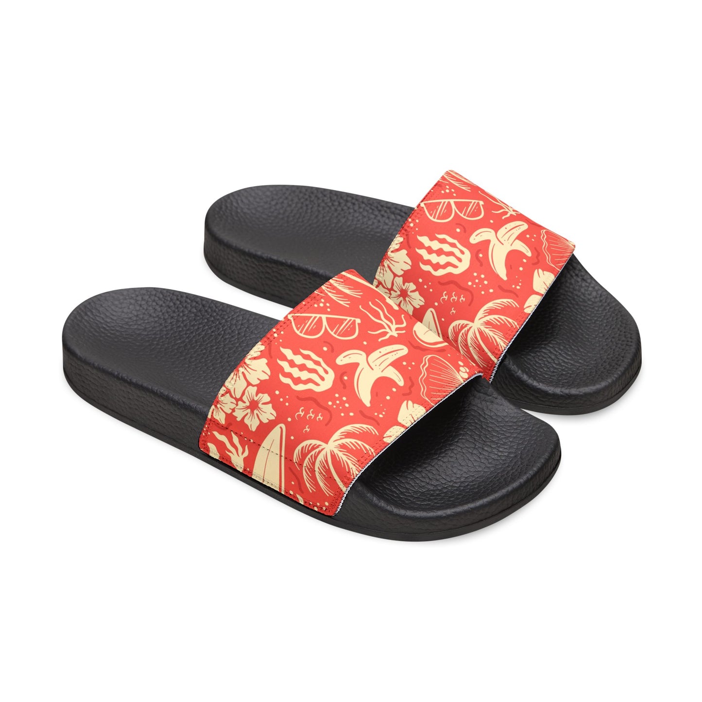 "Tropical Radiance in Red" Men's Beach Sandals - Island Vibes For Life