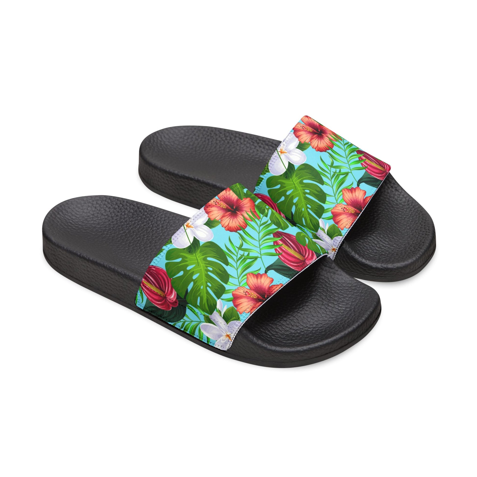 "Jungle Odyssey Hues: Celadon Blue" Women's Beach Sandals - Island Vibes For Life