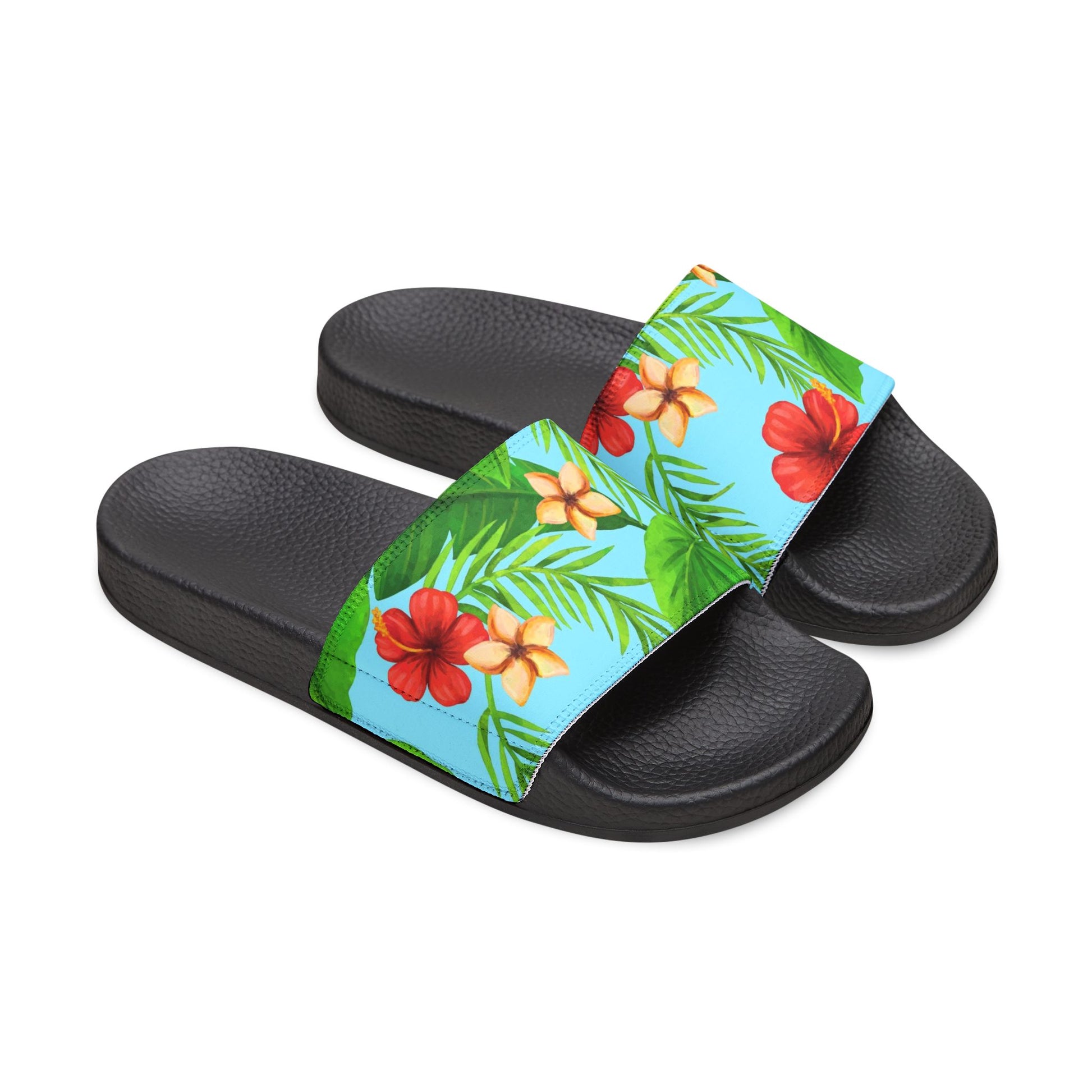"Tropical Dreamscapes: Skybound Hibiscus" Men's Beach Sandals - Island Vibes For Life