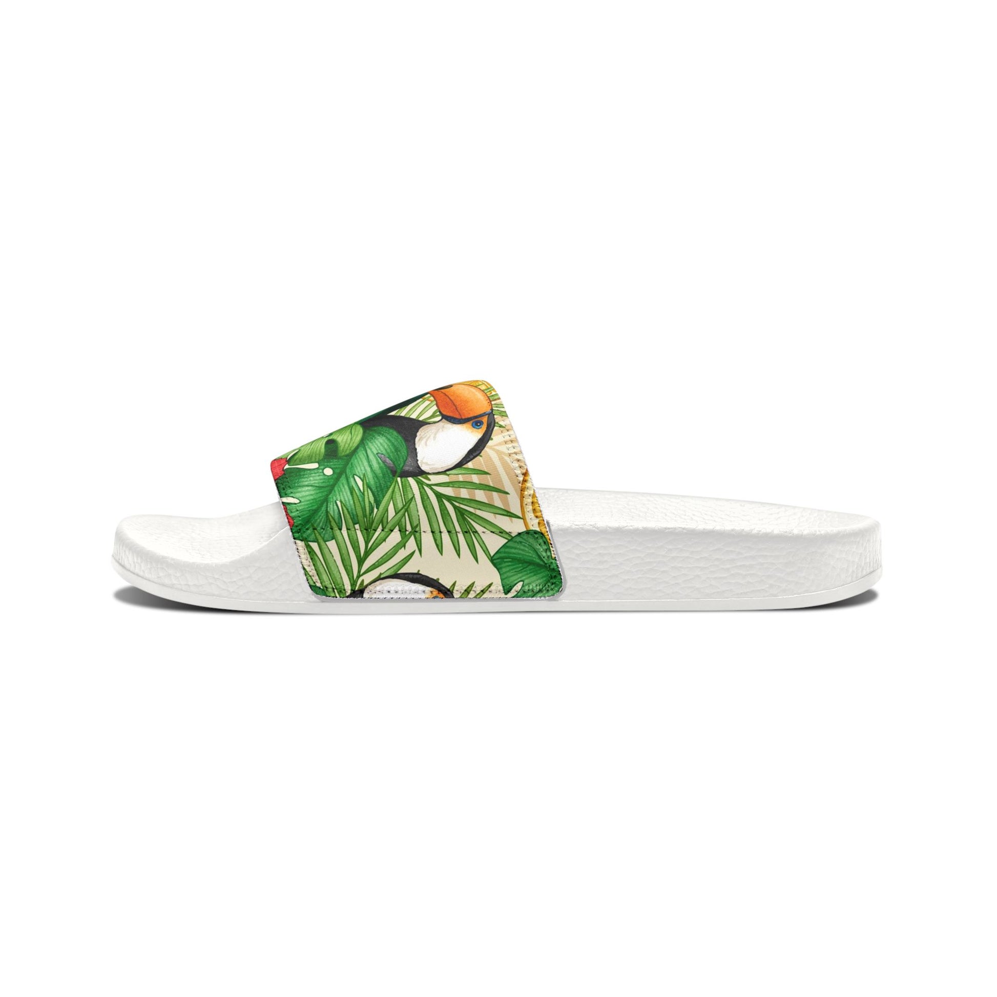 "Toucans Hiding in Hibiscus" Men's Beach Sandals - Island Vibes For Life