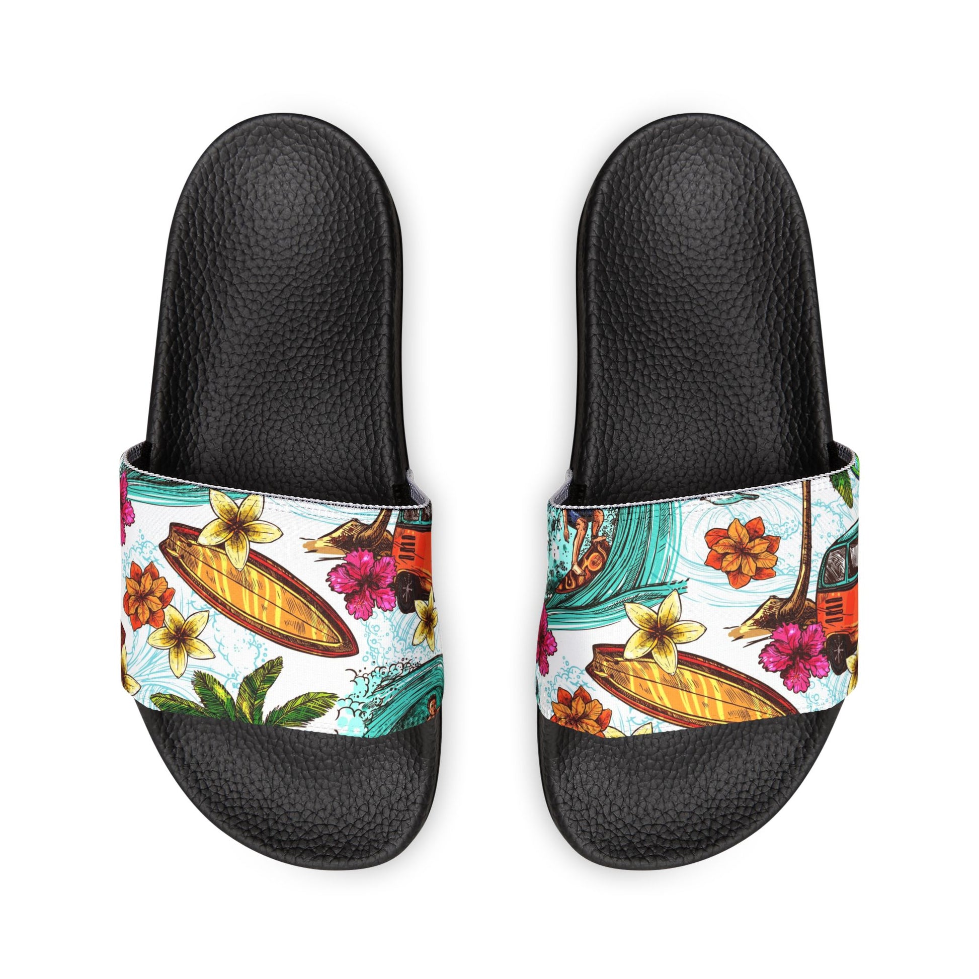 "Microbus and Surfboards" Men's Beach Sandals - Island Vibes For Life
