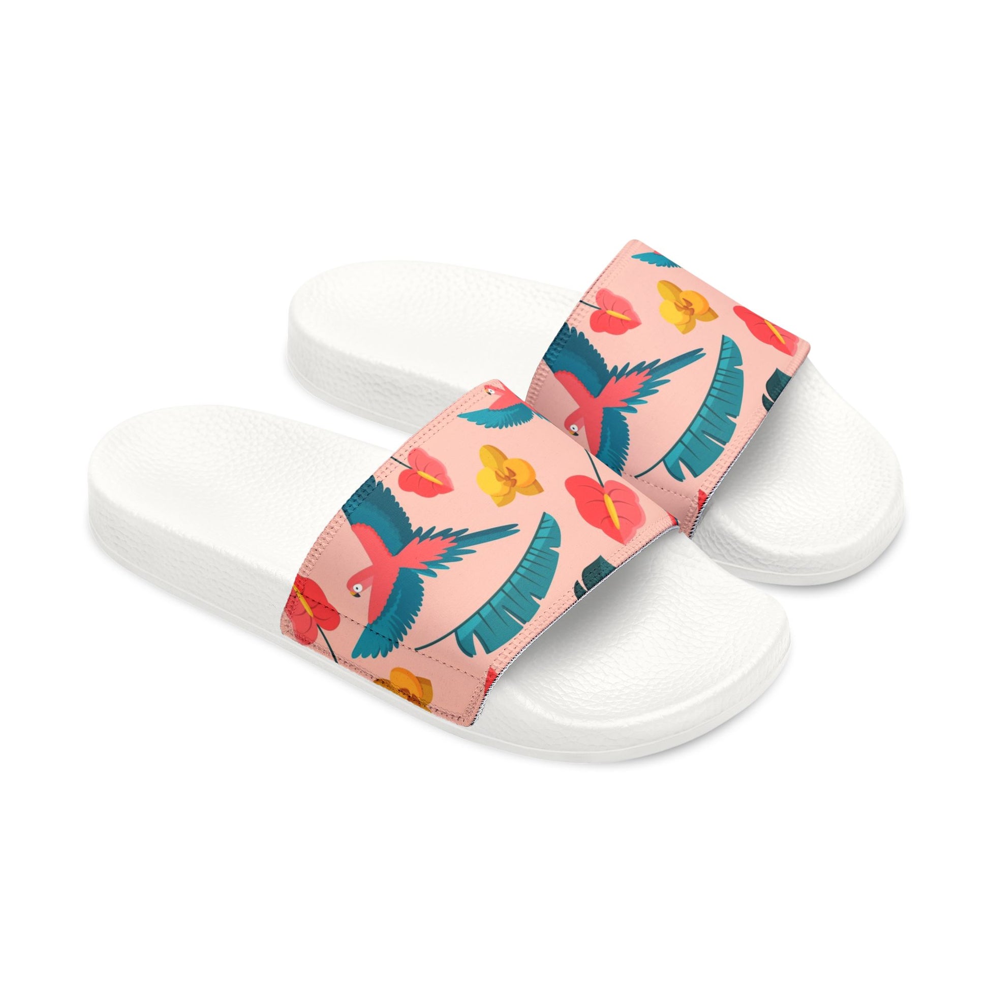 "Colorful Plumage: Pink Paradise" Men's Beach Sandals - Island Vibes For Life