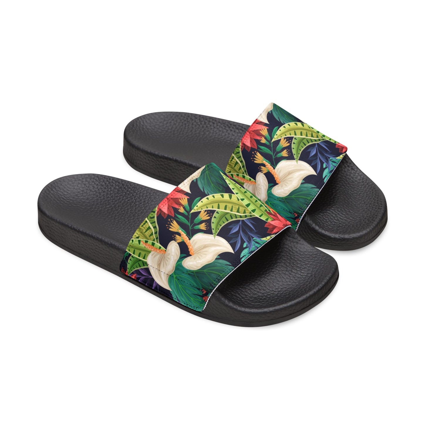 "Nocturnal Blooms: Nighttime Botanical Beauty" Men's Beach Sandals - Island Vibes For Life