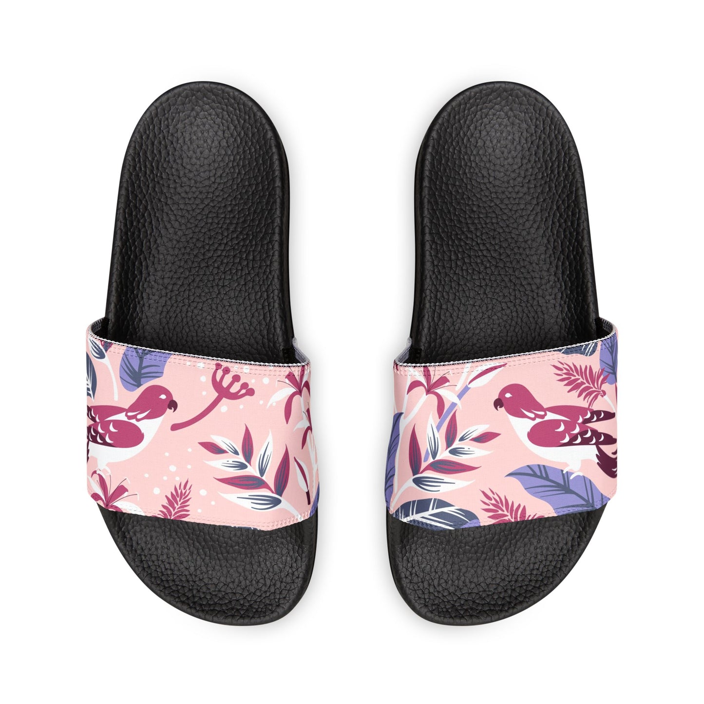 "Tropical Avian Whispers: Pink Paradise" Men's Beach Sandals - Island Vibes For Life