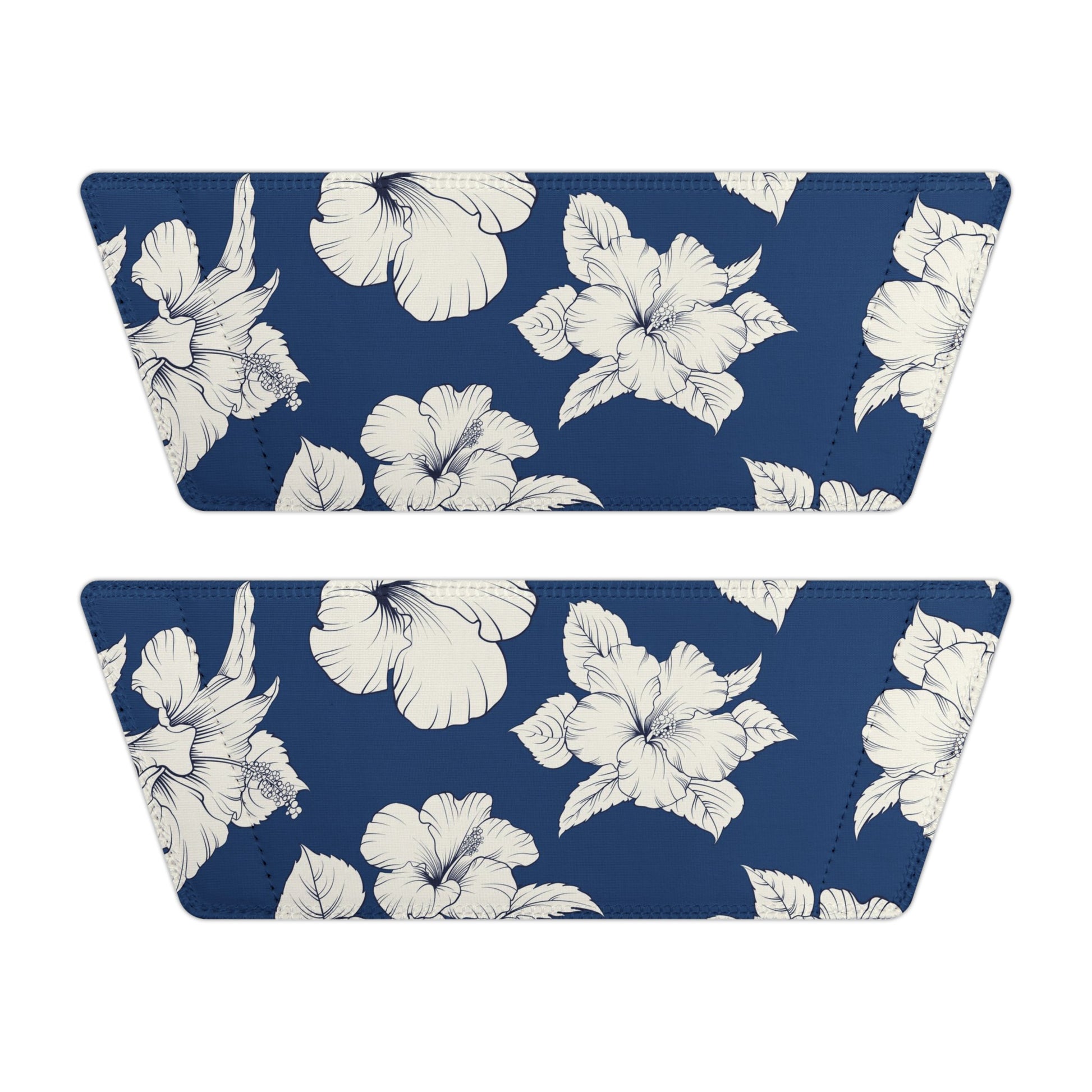 "Classic White Hibiscus in Blue" Women's Slide Sandals - Island Vibes For Life