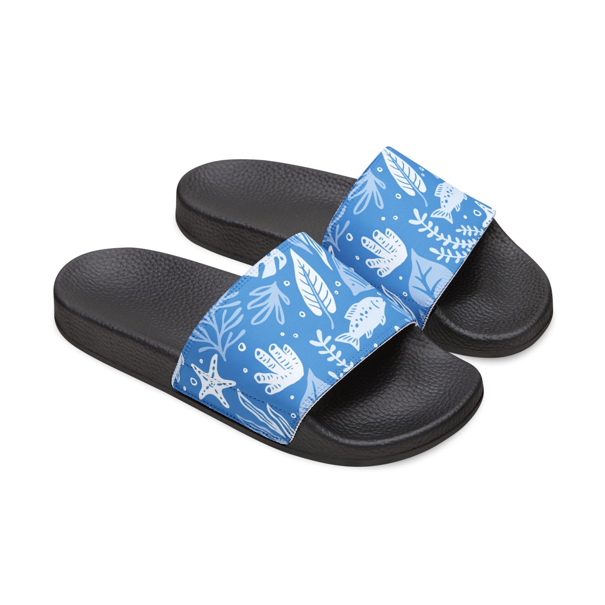 "Marine Marvels: Blue Serenade" Women's Beach Sandals - Island Vibes For Life