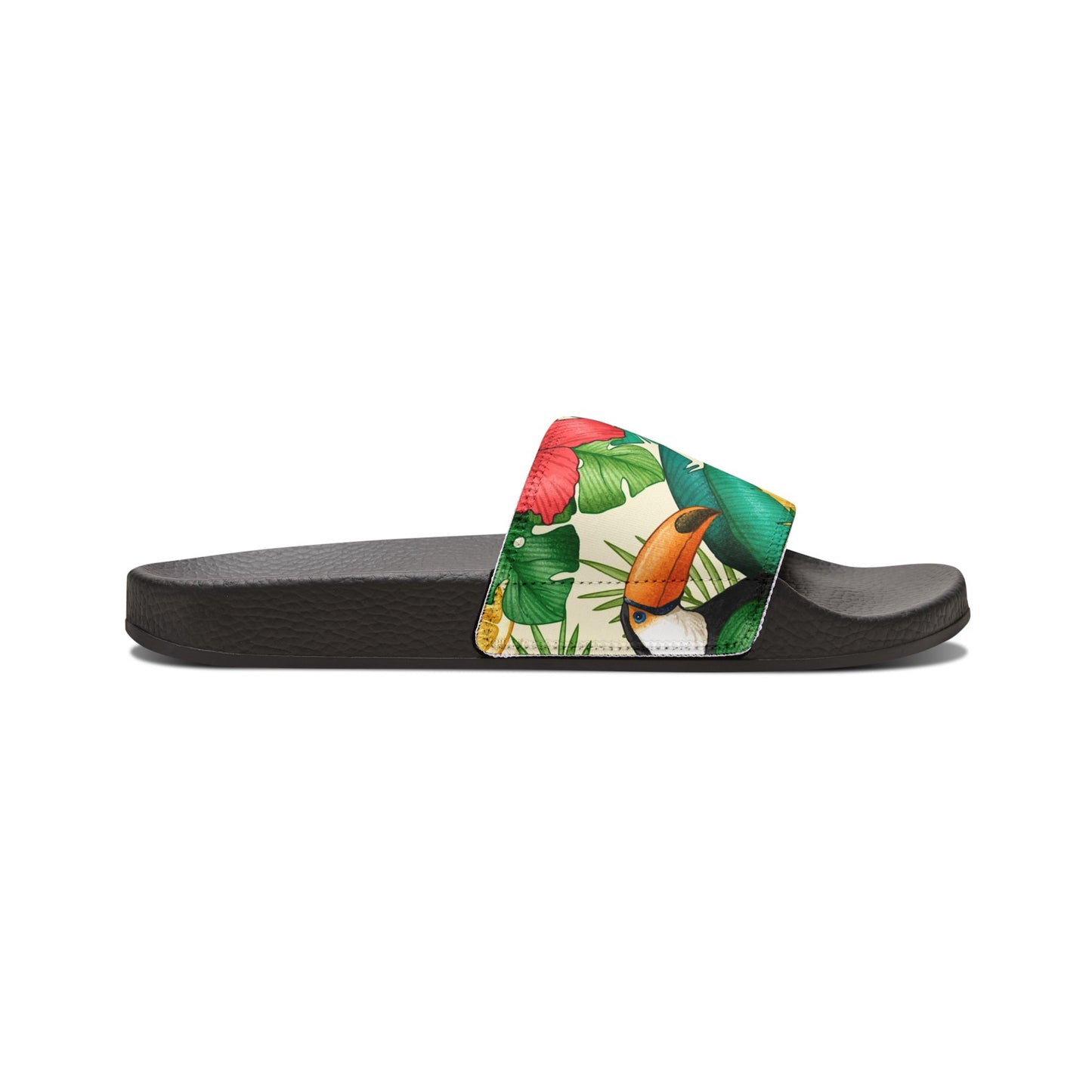 "Toucans Hiding in Hibiscus" Men's Beach Sandals - Island Vibes For Life