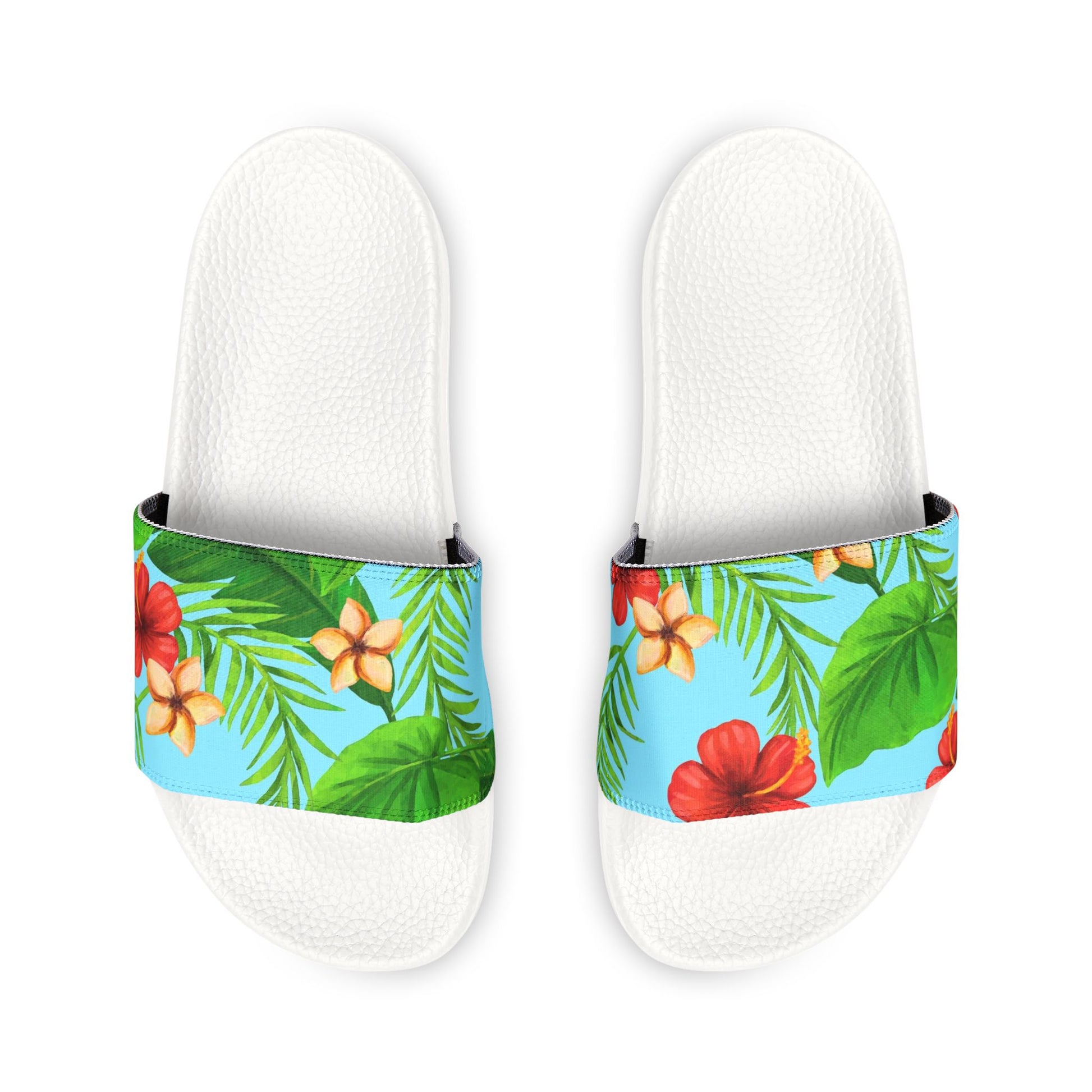 "Tropical Dreamscapes: Skybound Hibiscus" Men's Beach Sandals - Island Vibes For Life