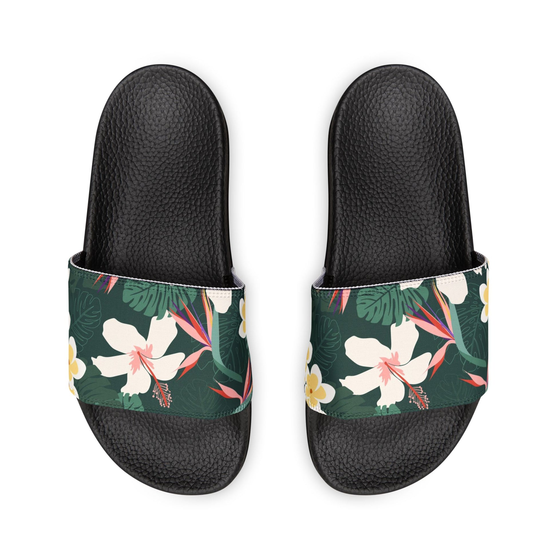 "Dark Allure with Floral Flourish" Women's Beach Sandals - Island Vibes For Life