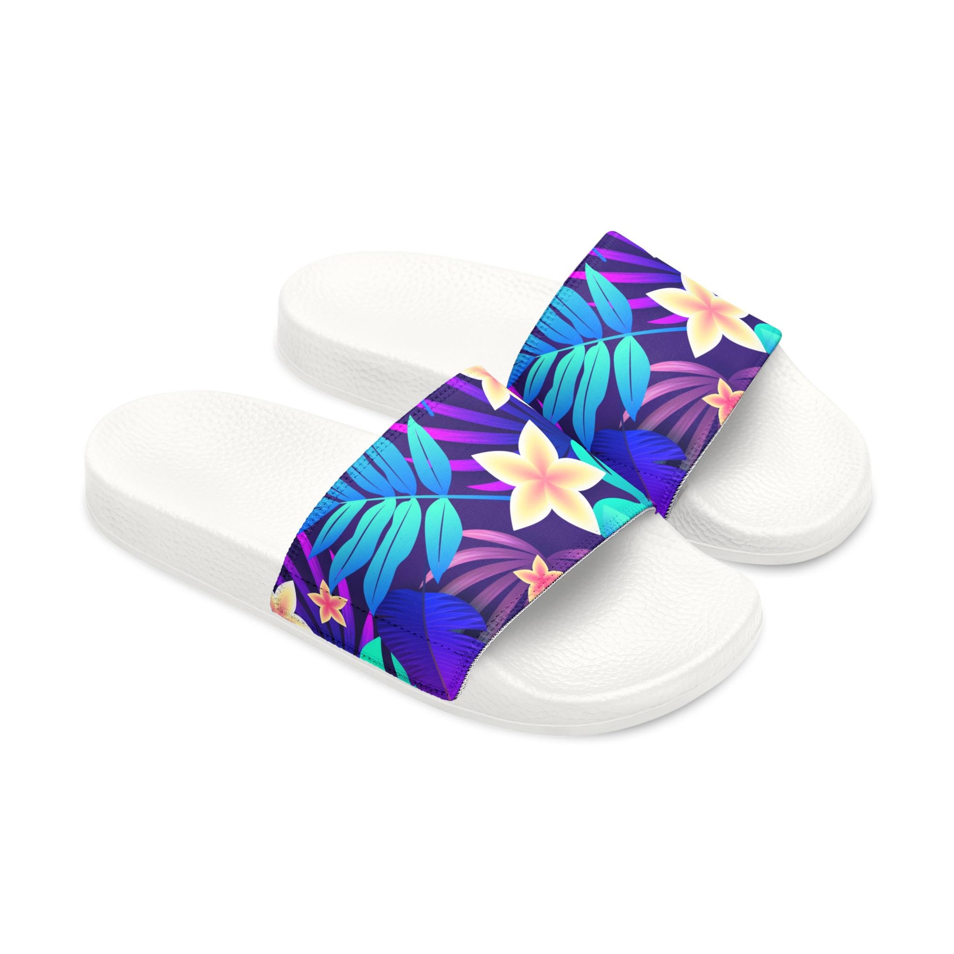 "Purple Paradise Blooms" Men's Beach Sandals - Island Vibes For Life