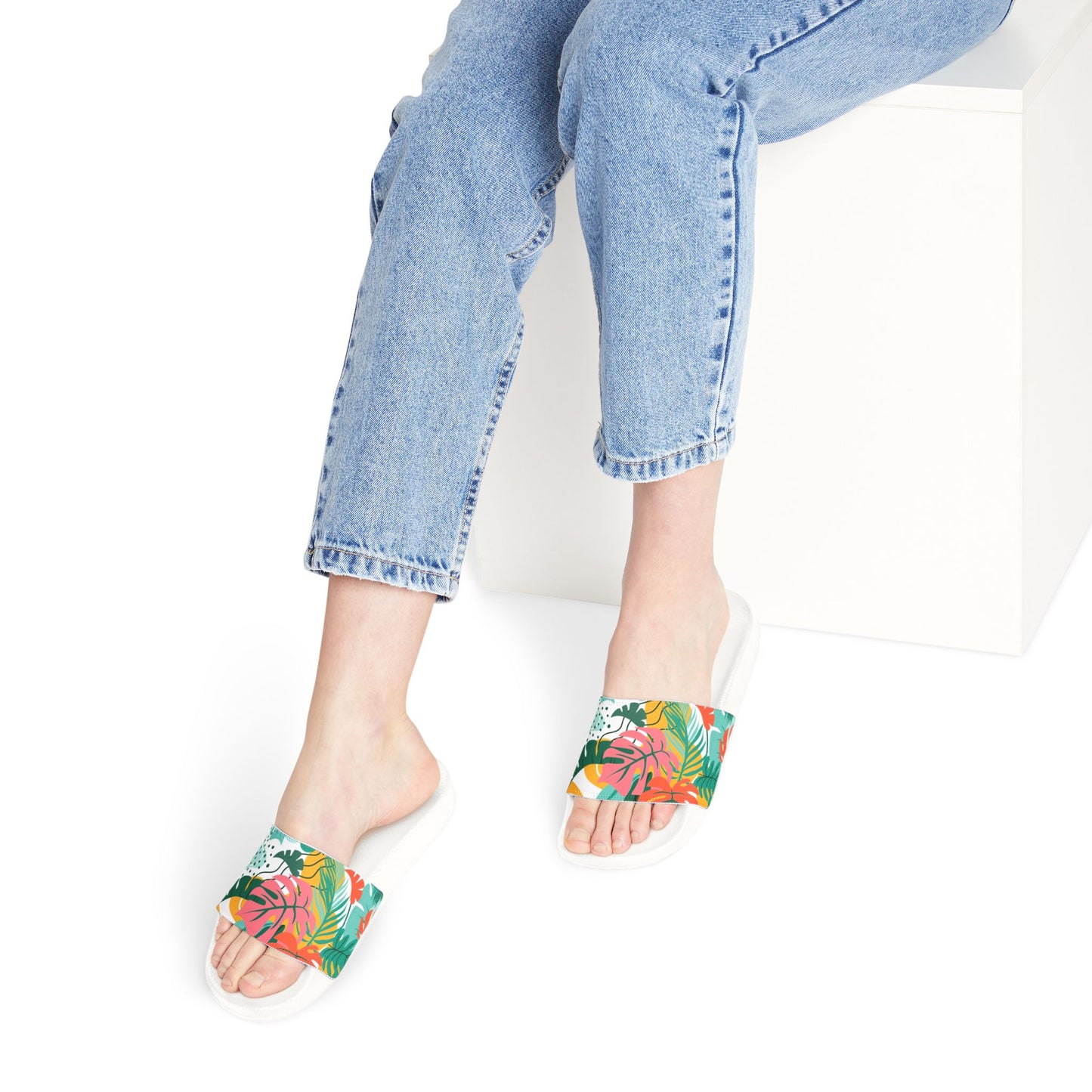 "Island Leaves Kaleidoscope" Women's Beach Sandals - Island Vibes For Life