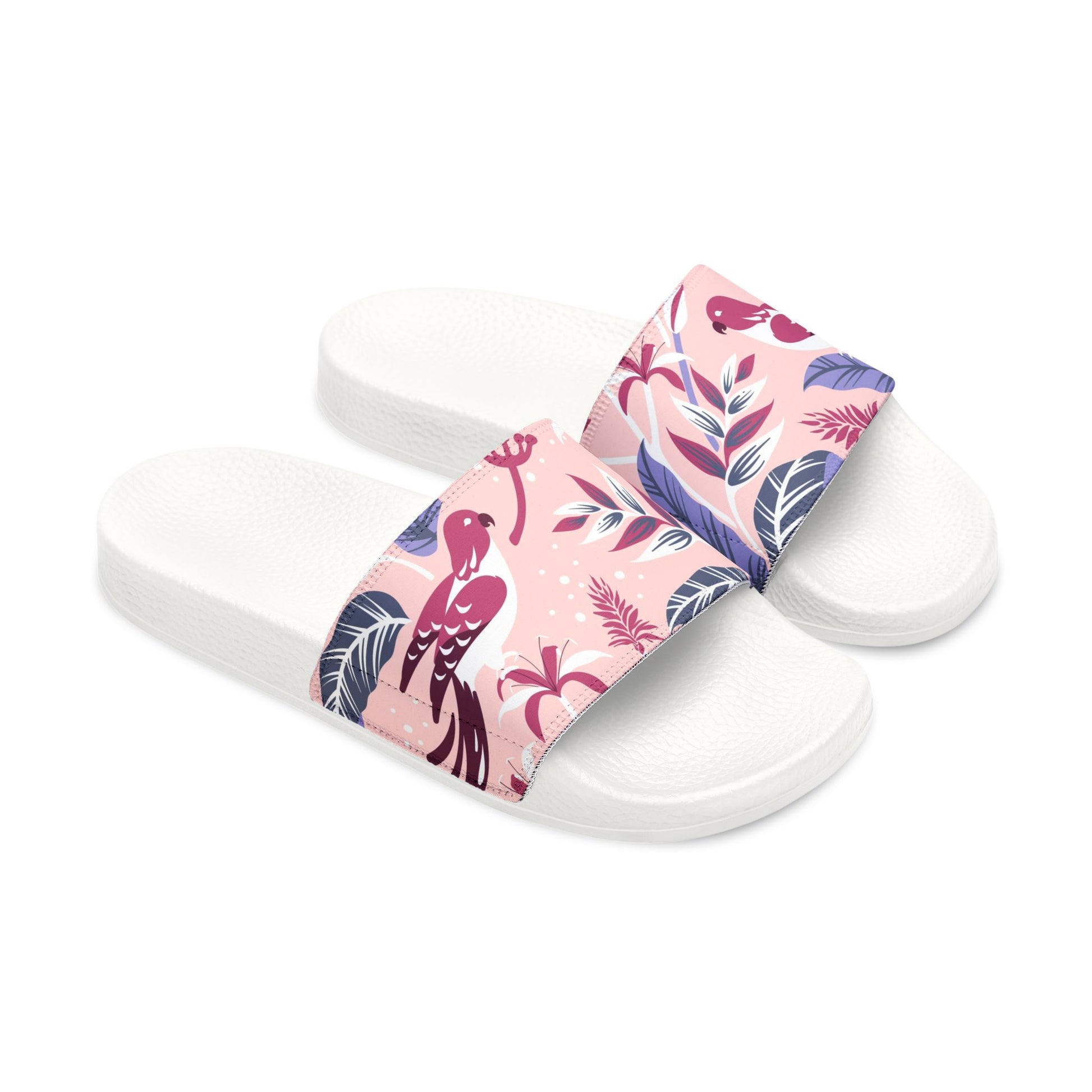 "Tropical Avian Whispers: Pink Paradise" Women's Beach Sandals - Island Vibes For Life