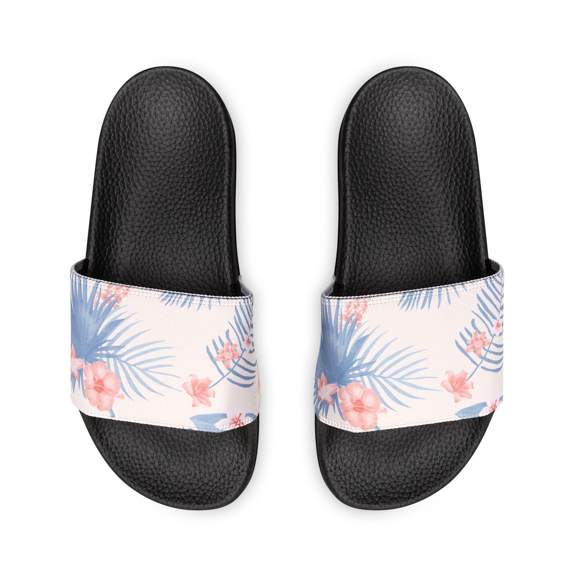 "Tropical Bliss: Coral Hibiscus Dreams" Women's Slide Sandals - Island Vibes For Life