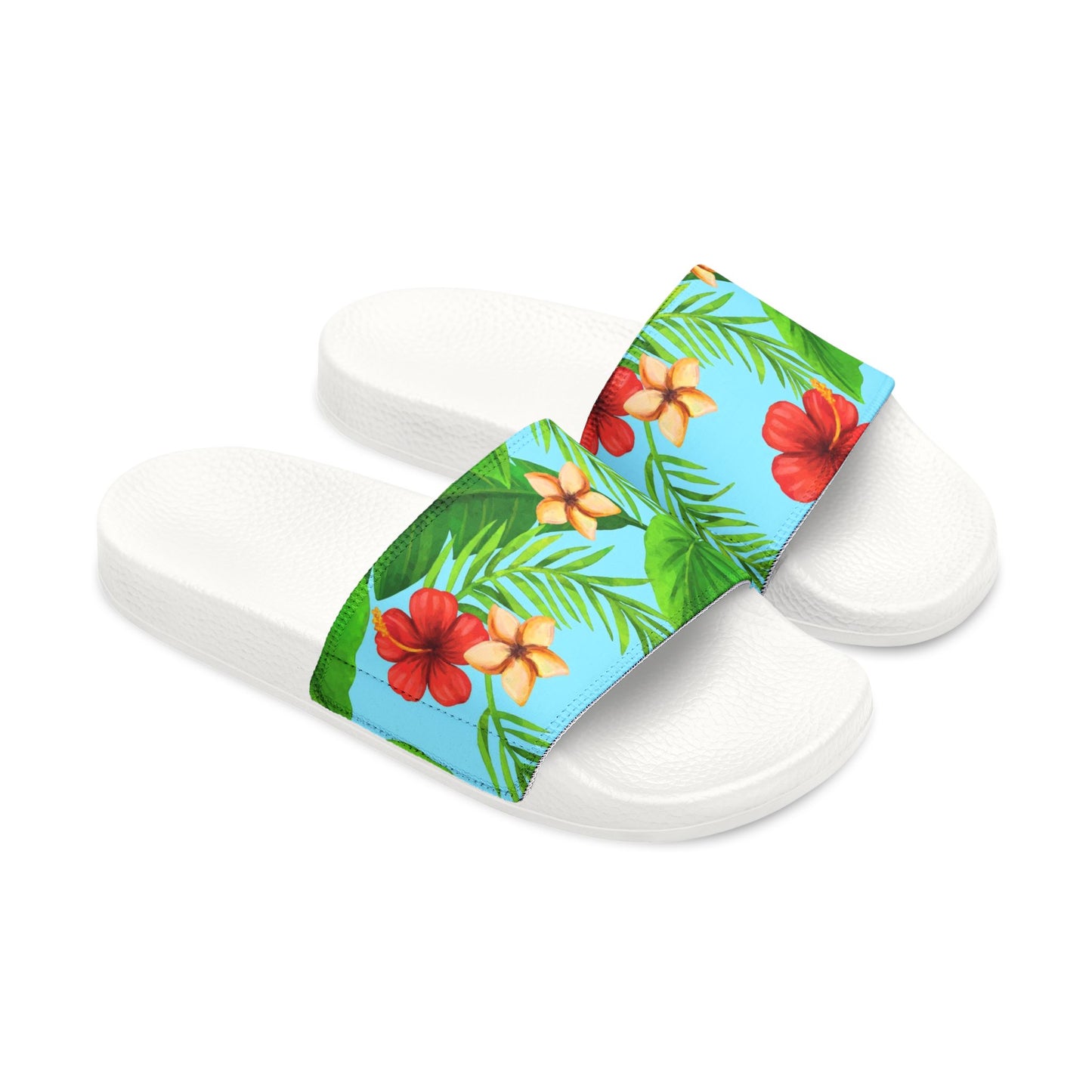"Tropical Dreamscapes: Skybound Hibiscus" Men's Beach Sandals - Island Vibes For Life