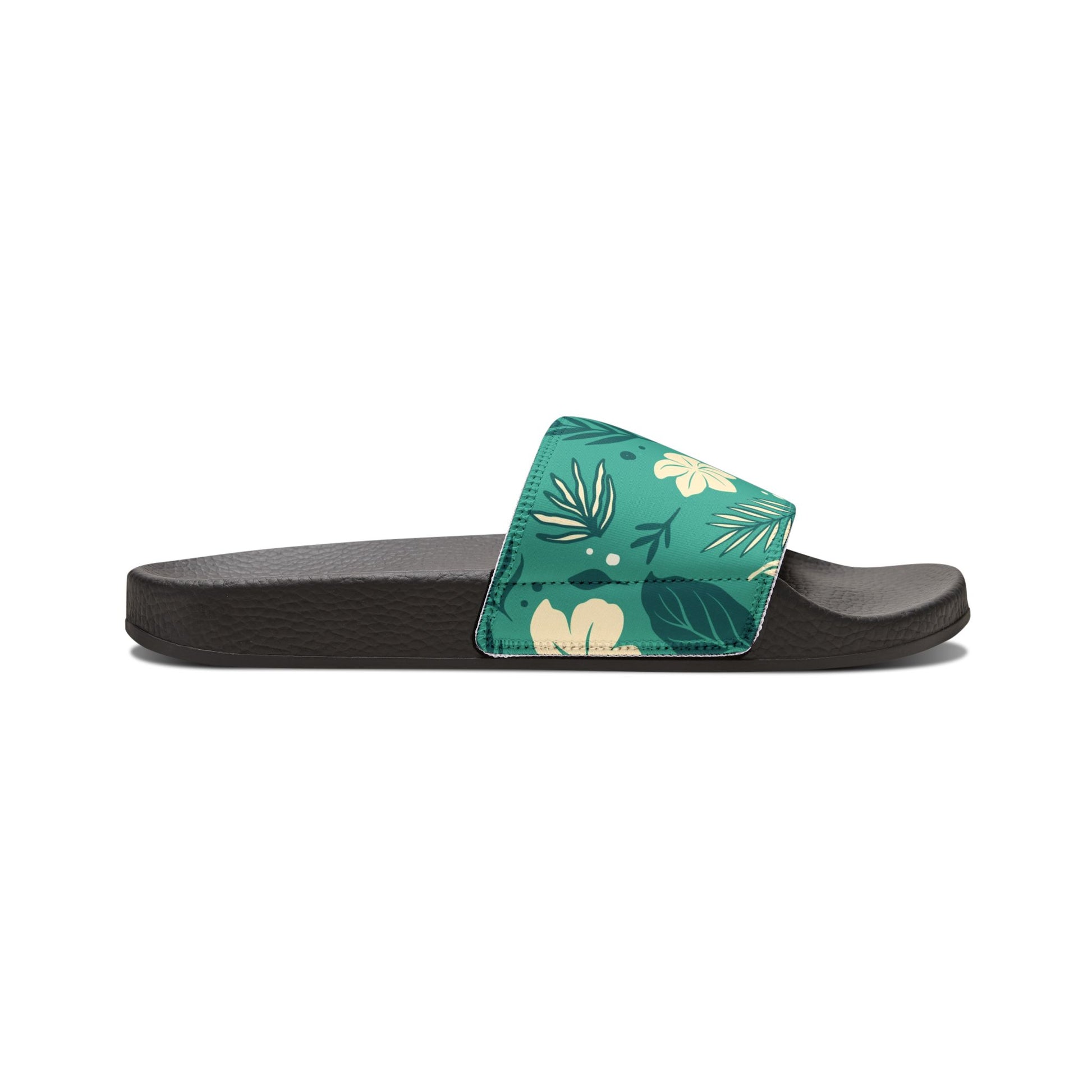 "Tropical Whispers: Teal Tapestry" Men's Beach Sandals - Island Vibes For Life