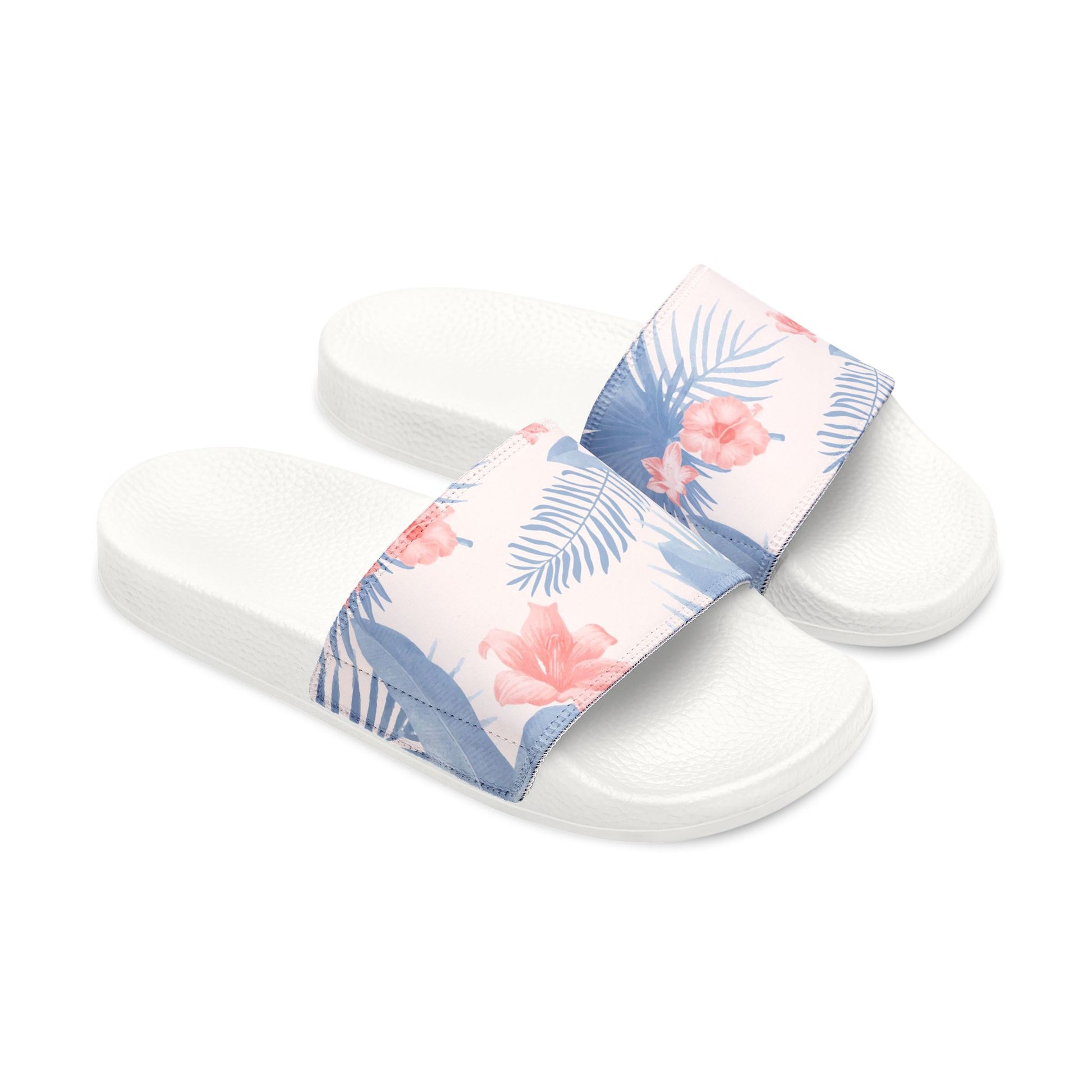 "Tropical Bliss: Coral Hibiscus Dreams" Men's Beach Sandals - Island Vibes For Life