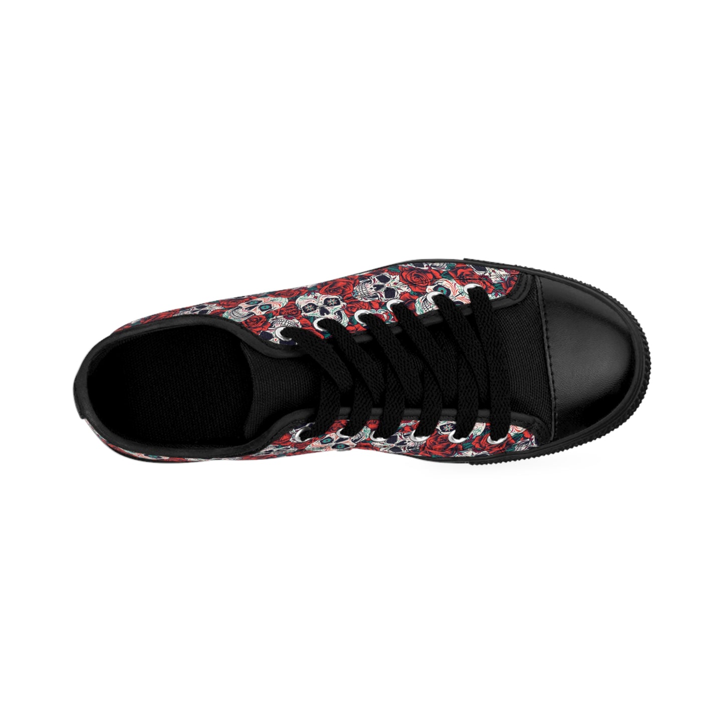"Dia de Muertos in Roses" Low Top Nylon Canvas Sneakers