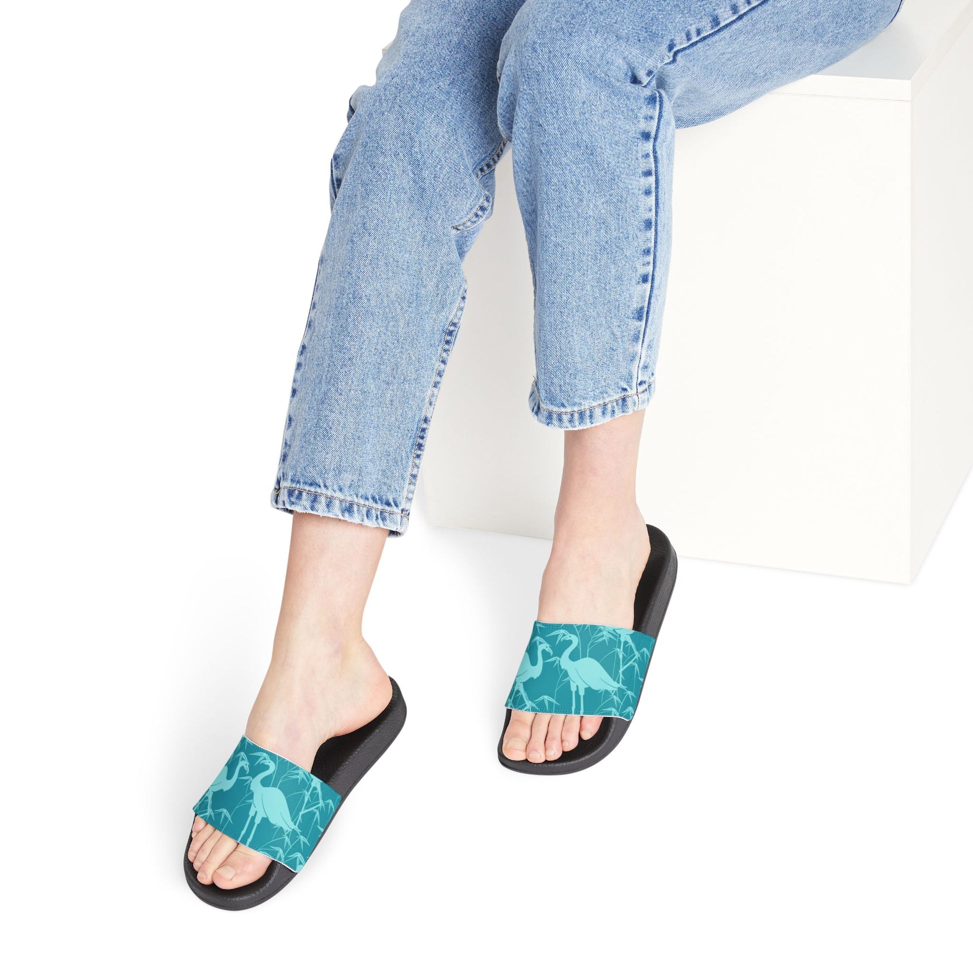 "Egrets In Teal" Women's Beach Sandals - Island Vibes For Life