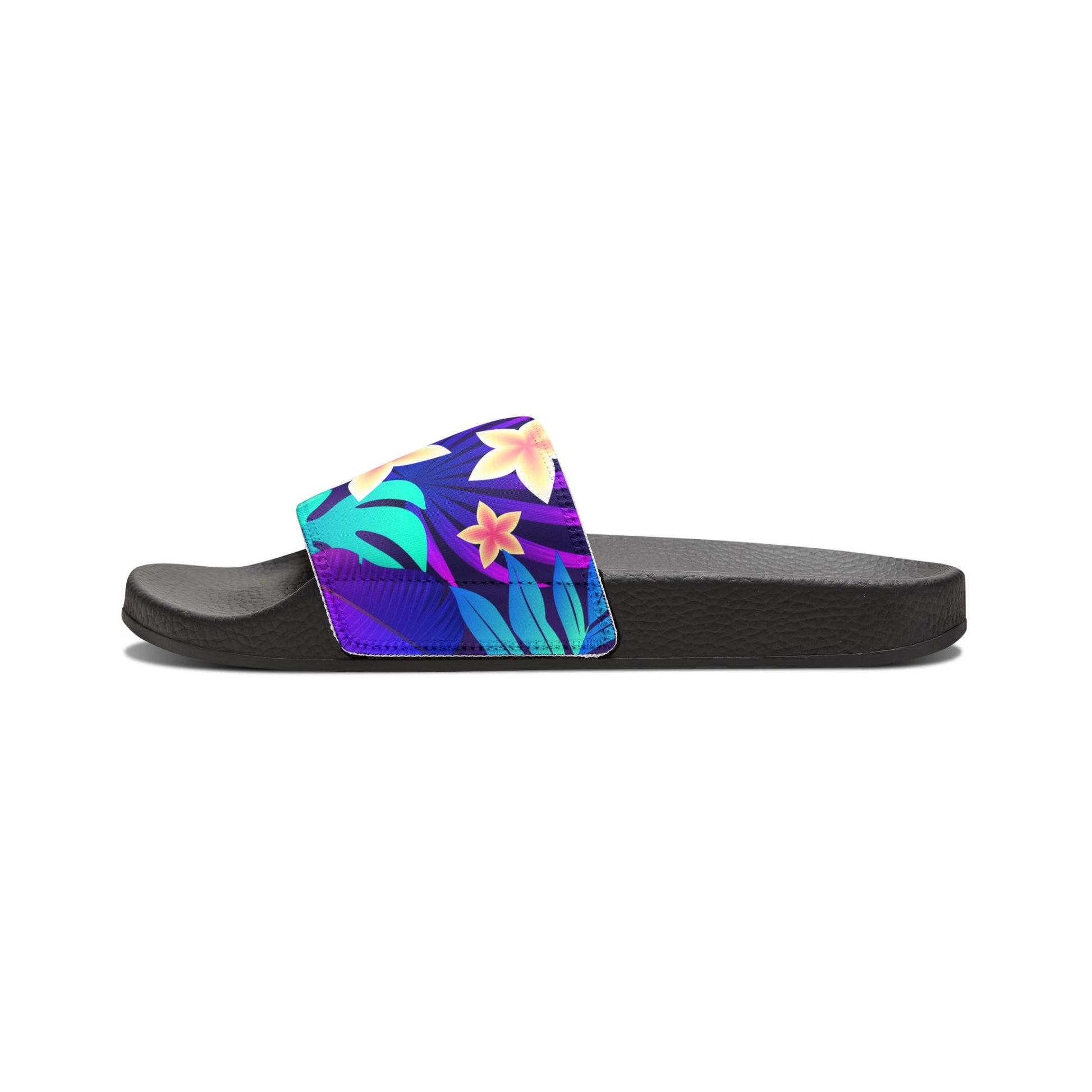 "Purple Paradise Blooms" Men's Beach Sandals - Island Vibes For Life
