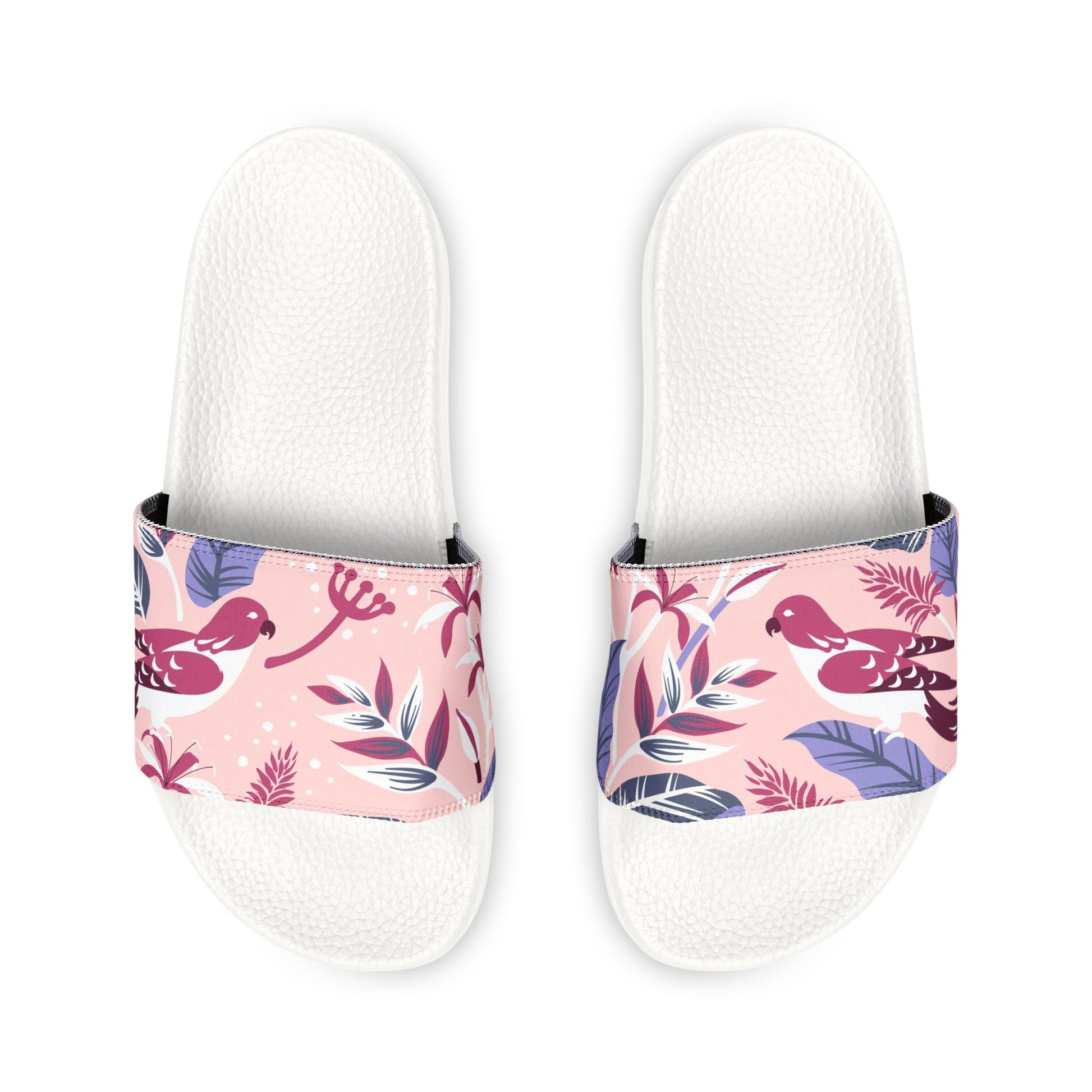 "Tropical Avian Whispers: Pink Paradise" Men's Beach Sandals - Island Vibes For Life
