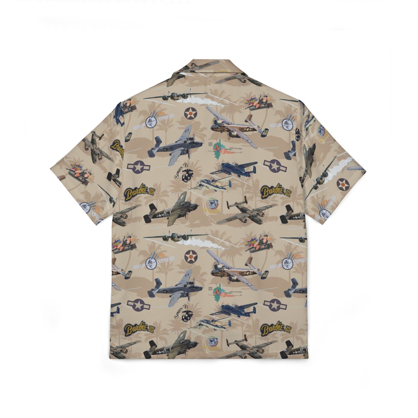 Men's Hawaiian Camp Shirt - Vintage Airplane Print, Perfect for Beach Days & Summer Gatherings