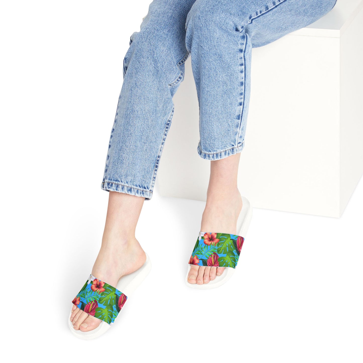 "Jungle Odyssey Hues: Rainforest Expedition" Women's Beach Sandals - Island Vibes For Life