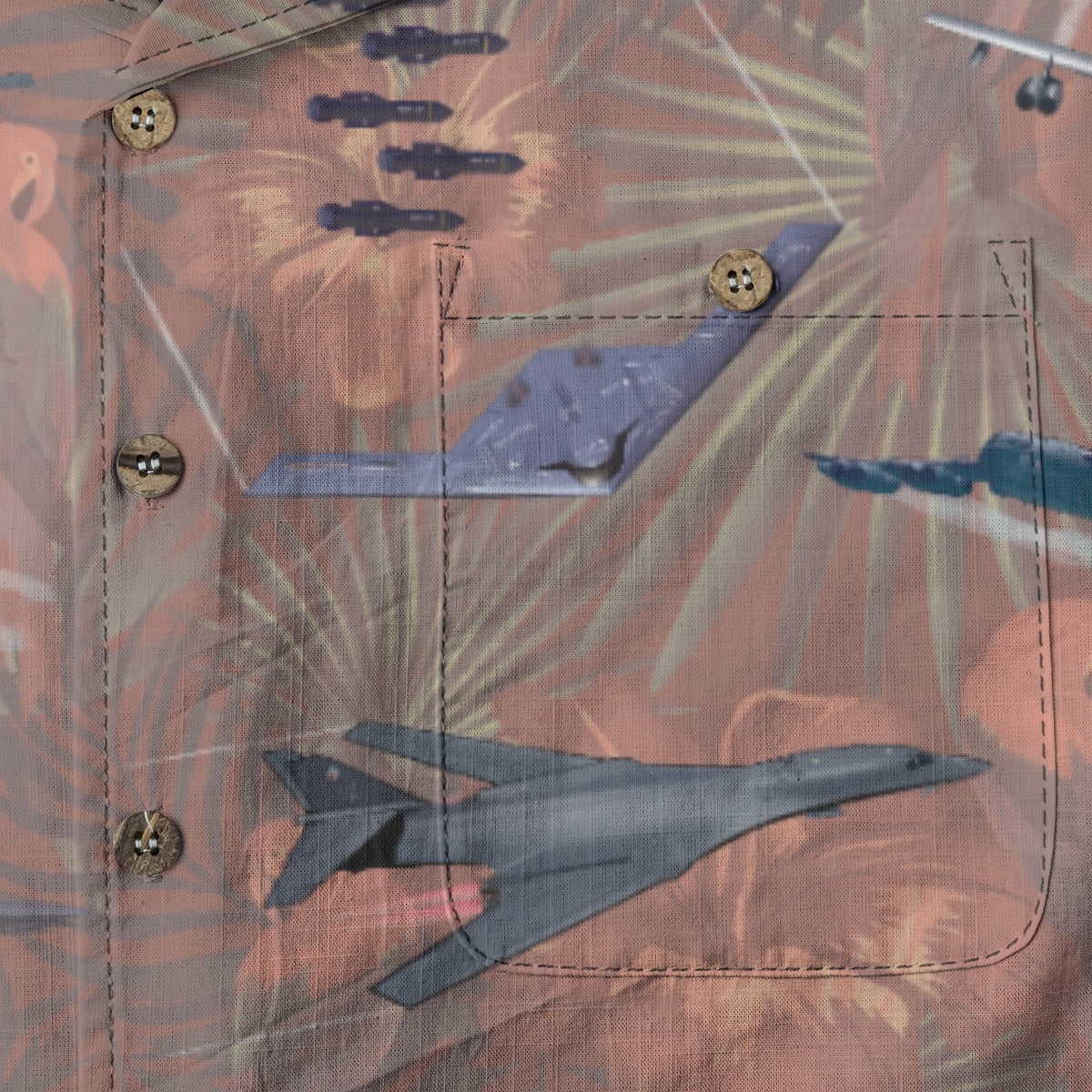 "USAF Bombers" Tribute Hawaiian Shirt, Beige 100% Cotton!