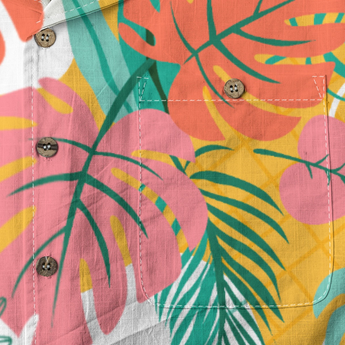"Island Leaves Kaleidoscope" Hawaiian Shirt - 100% Cotton