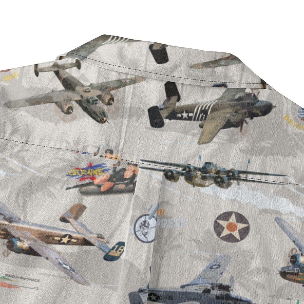 "B-25 Mitchell Tribute" Hawaiian Shirt 100%  Cotton - White