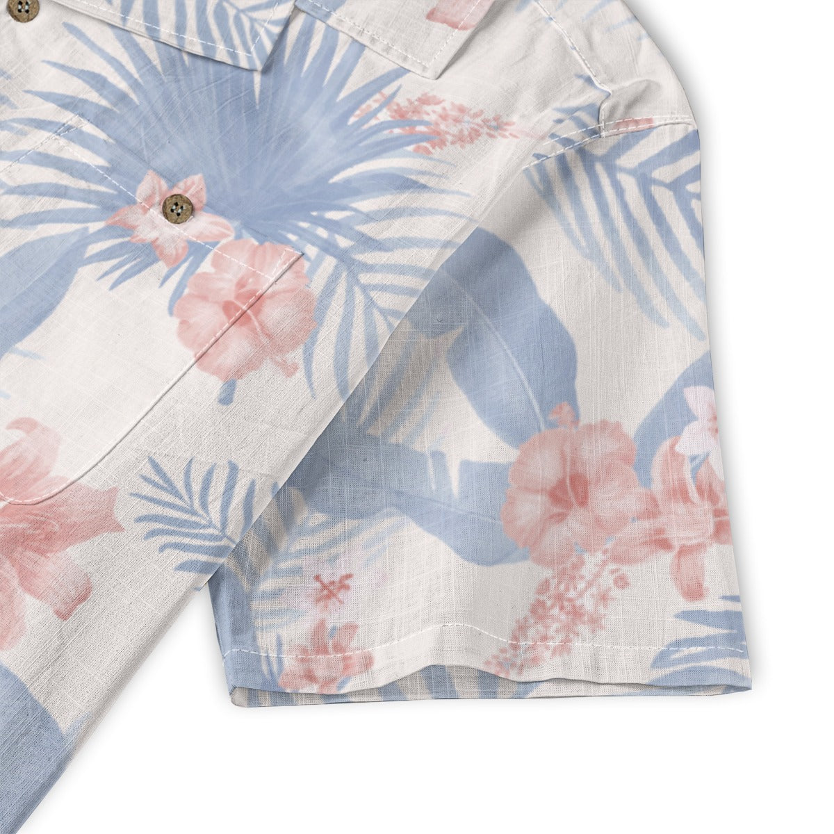 "Tropical Bliss, Coral Hibiscus" Hawaiian Shirt - 100%  Cotton