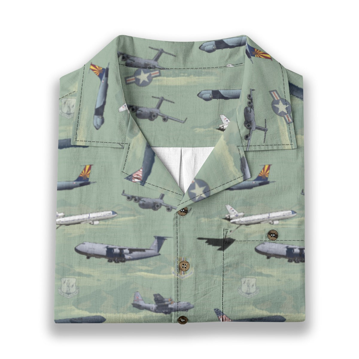 "Air Mobility Command " Tribute Hawaiian Shirt, Green 100% Cotton!