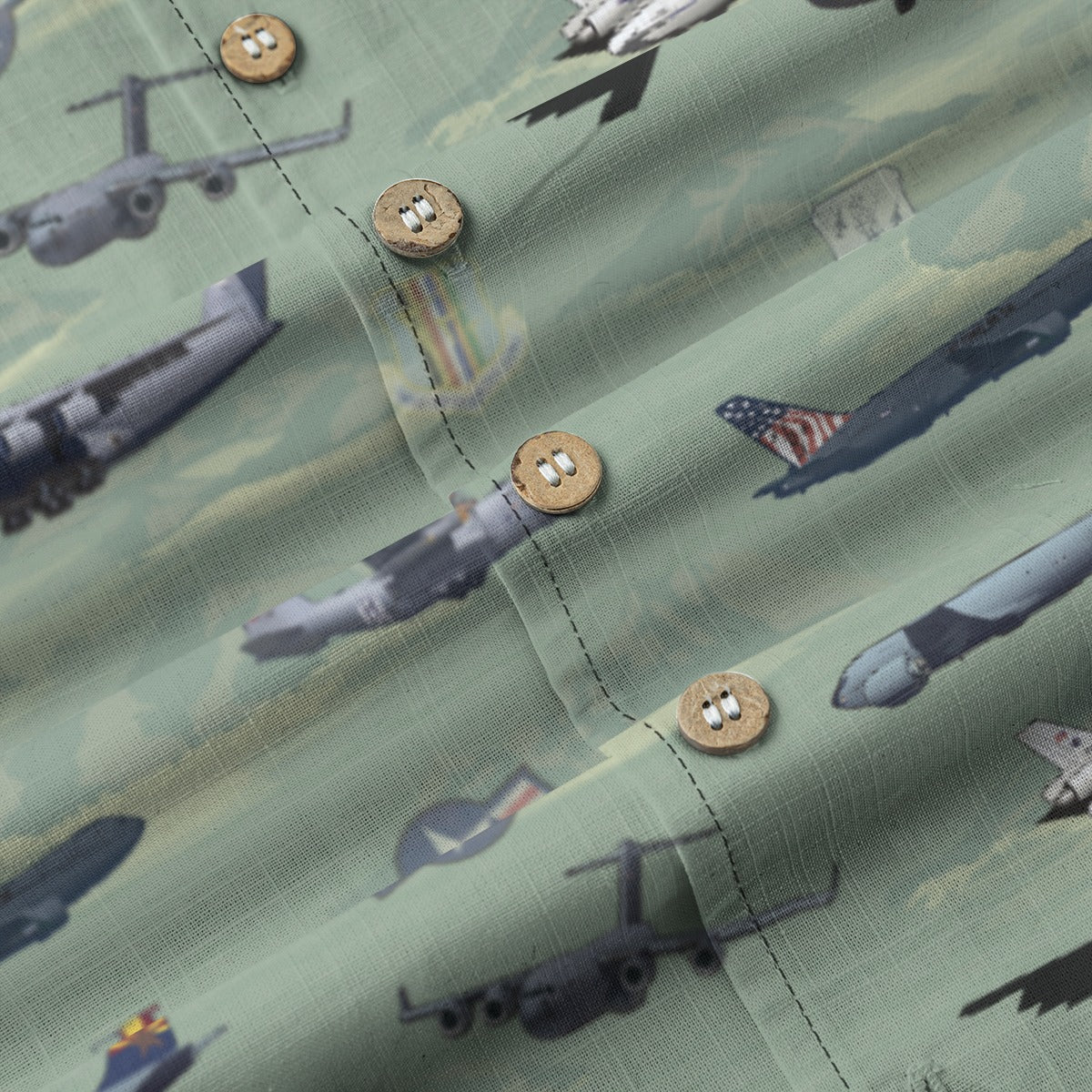 "Air Mobility Command " Tribute Hawaiian Shirt, Green 100% Cotton!