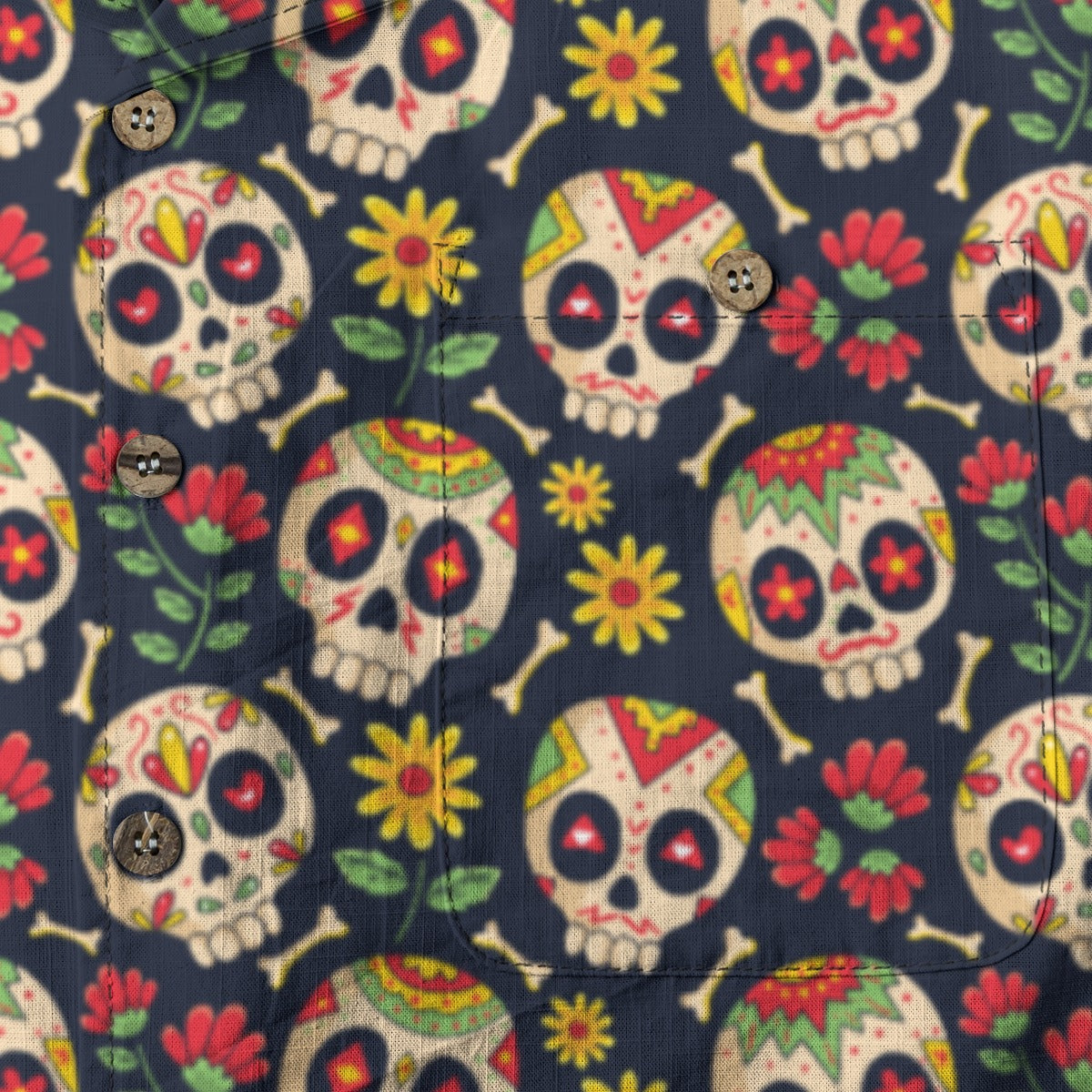 "Sugar Skull Fiesta" Cotton Celebration Shirt