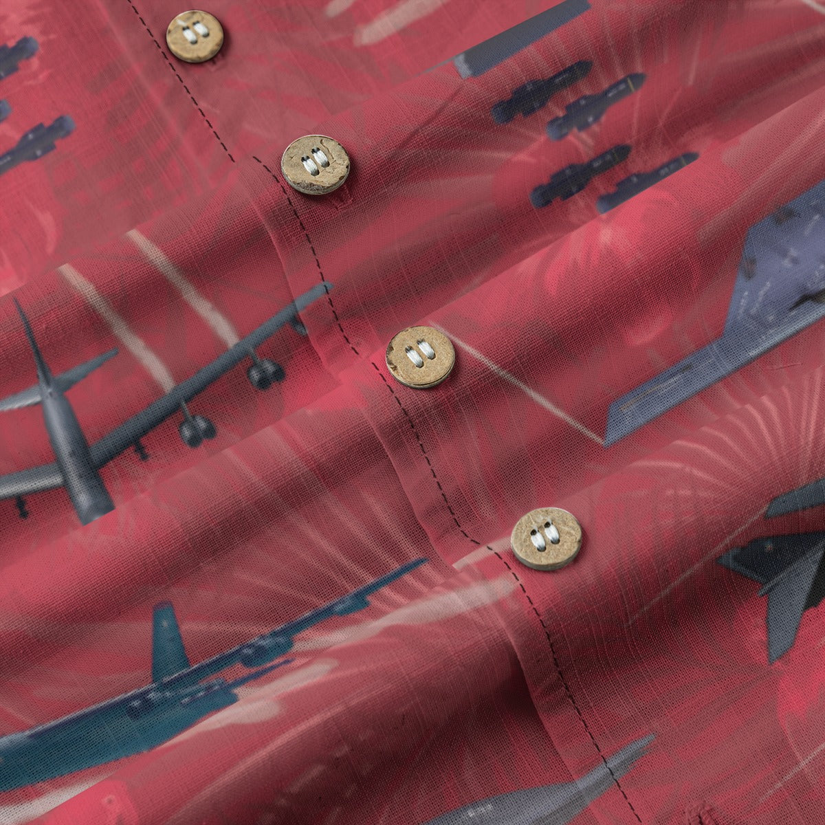 "USAF Bombers" Tribute Hawaiian Shirt, Red 100% Cotton!