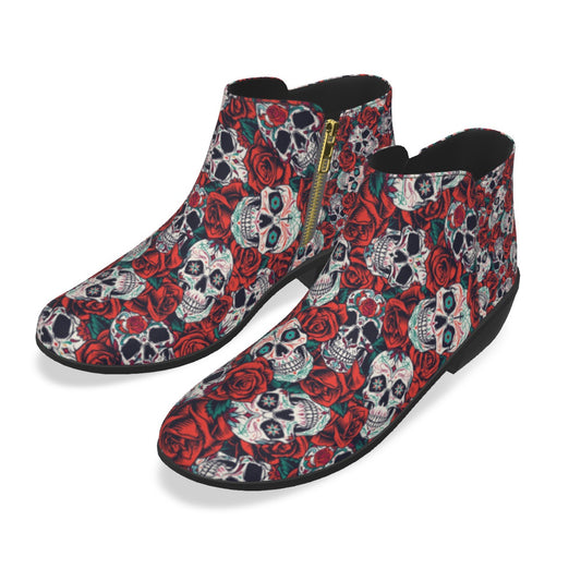 "Dia de Muertos in Roses" Women's Fashion Boots