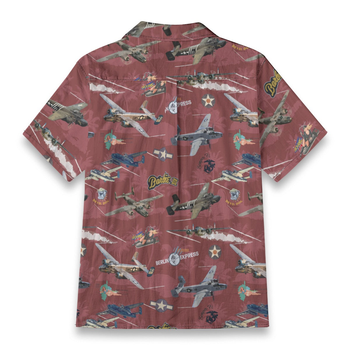"B-25 Mitchell Tribute" Hawaiian Shirt 100%  Cotton - Red